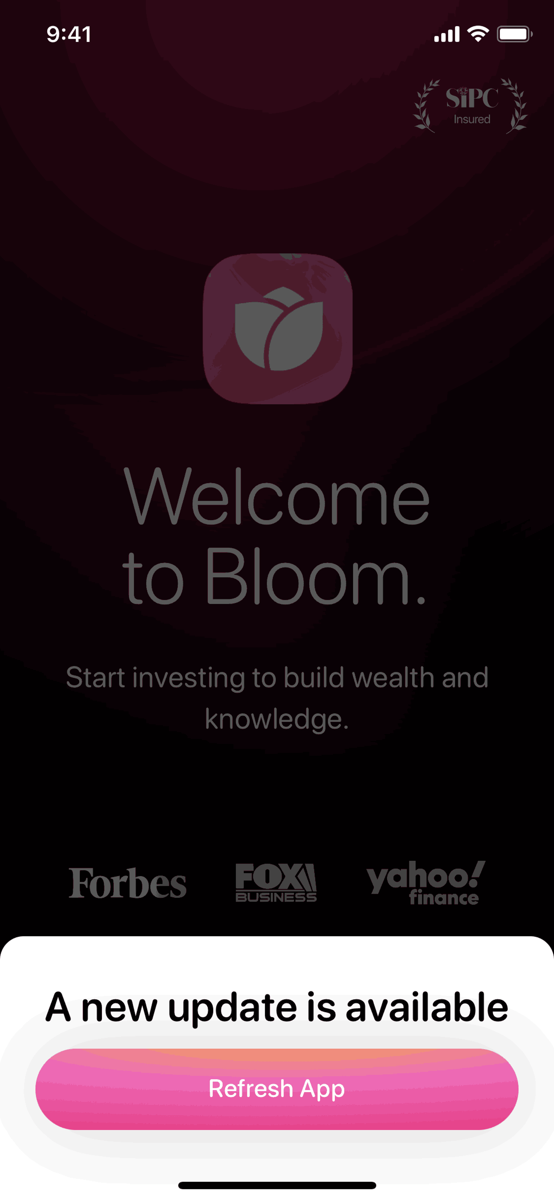 Bloom iOS Finance interface screenshot 4