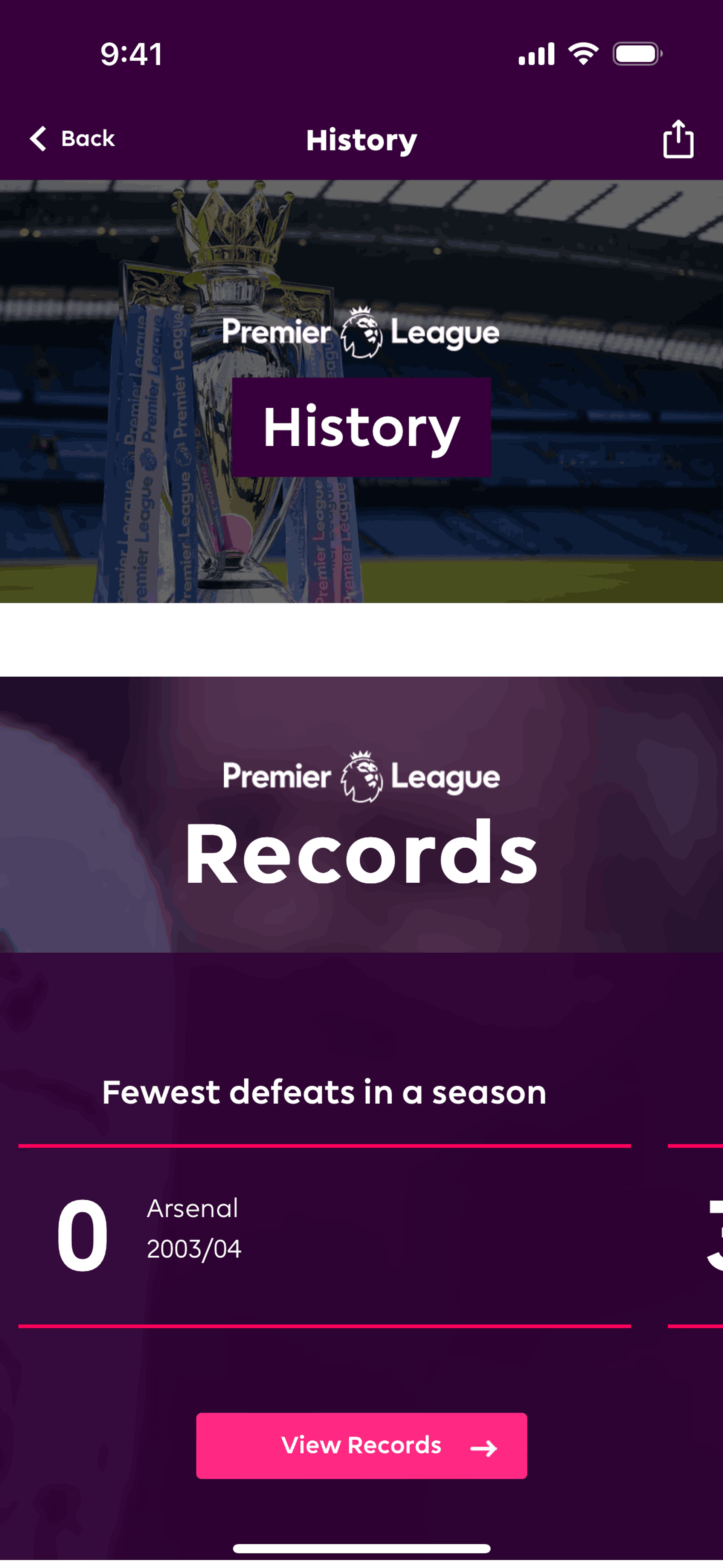 Premier League iOS Sports interface screenshot 8