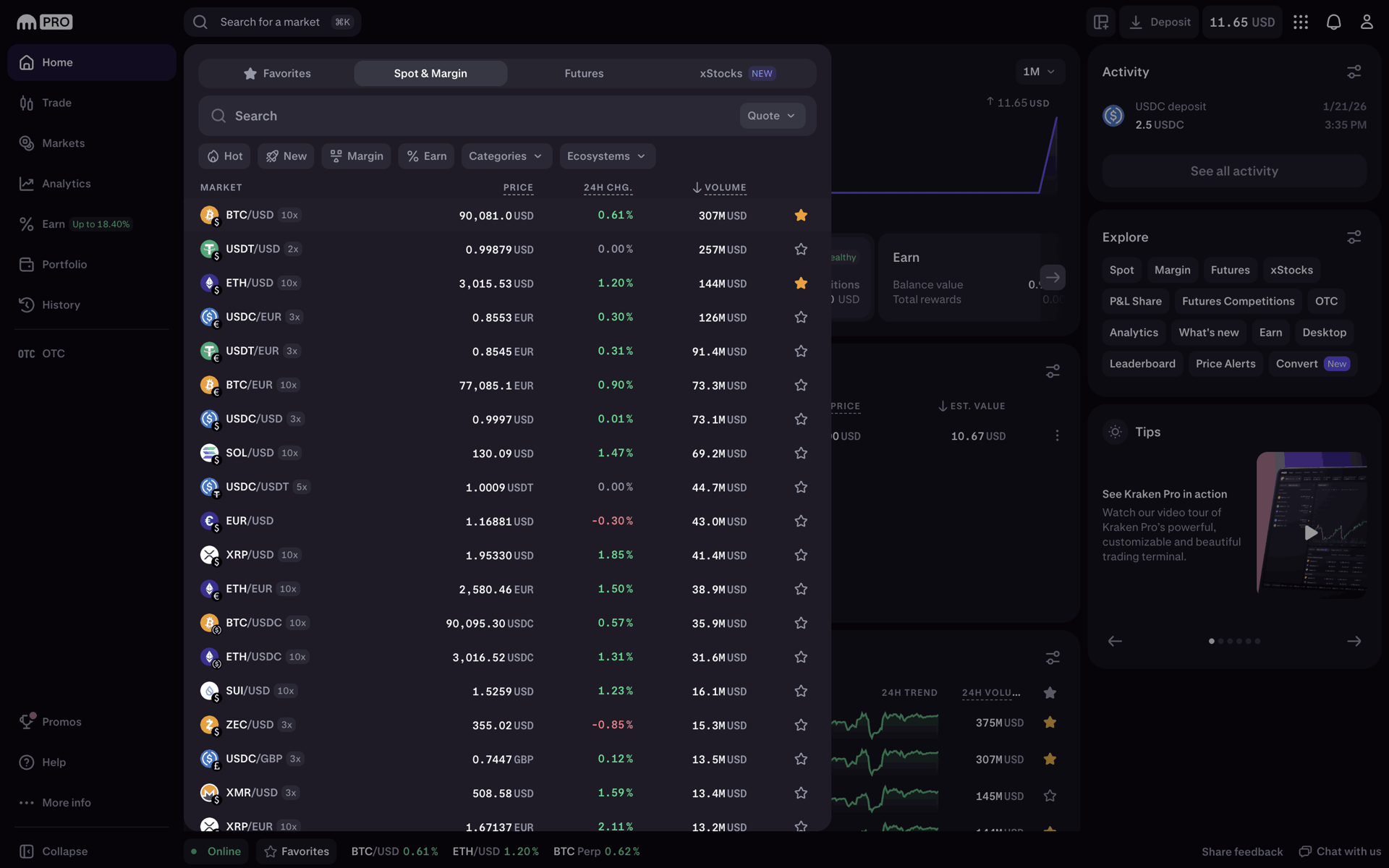 Kraken Web Finance interface screenshot 8