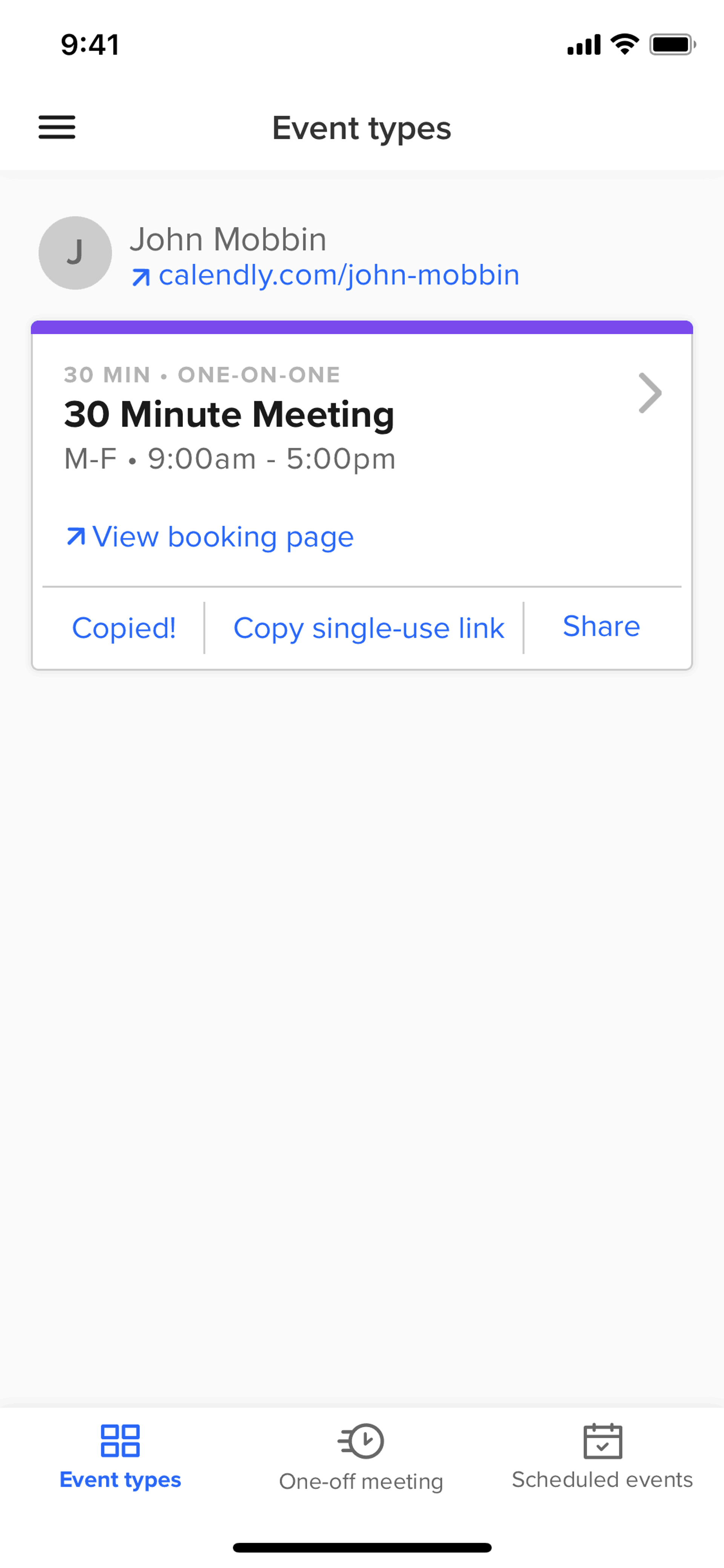 Calendly iOS Business interface screenshot 10