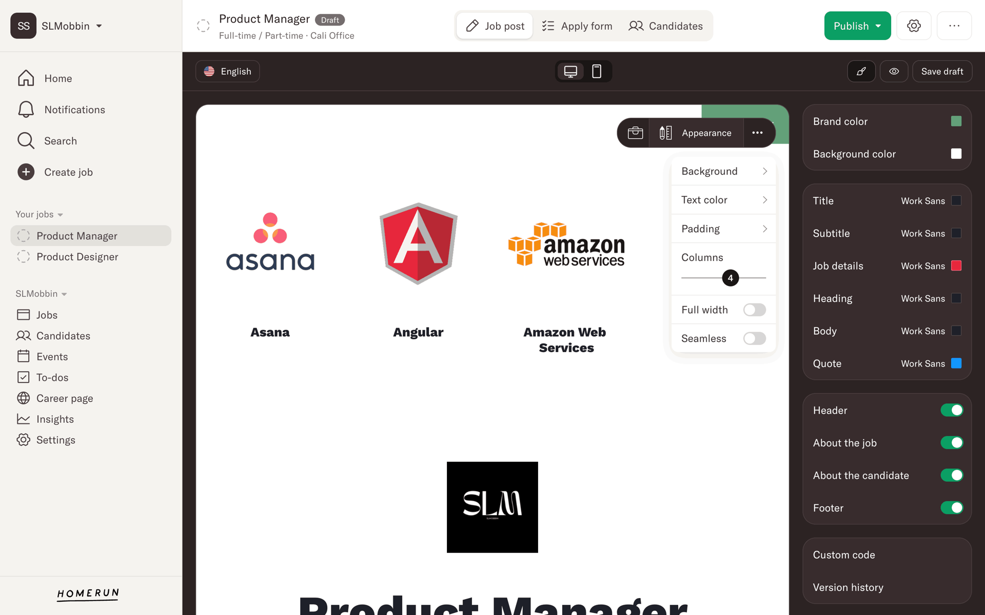 Homerun Web Business interface screenshot 14