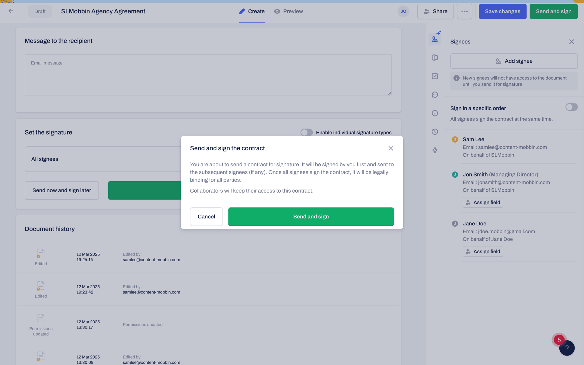 Contractbook Web Business interface screenshot 19