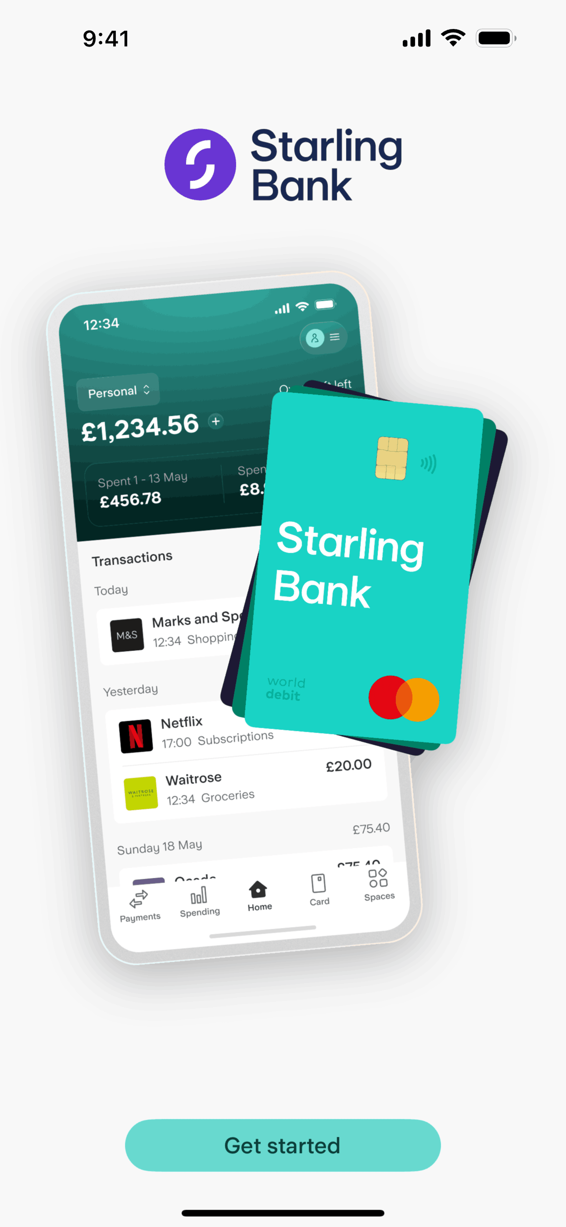Starling Bank iOS Finance interface screenshot 1