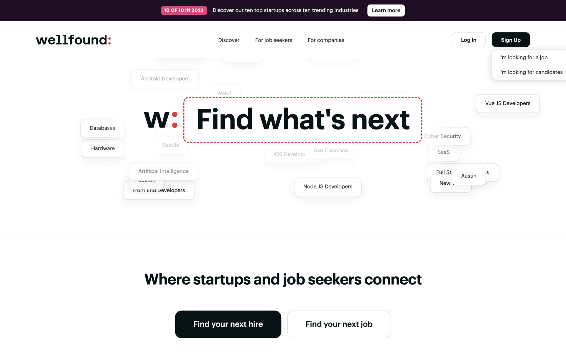Wellfound Web Jobs & Recruitment interface screenshot 4