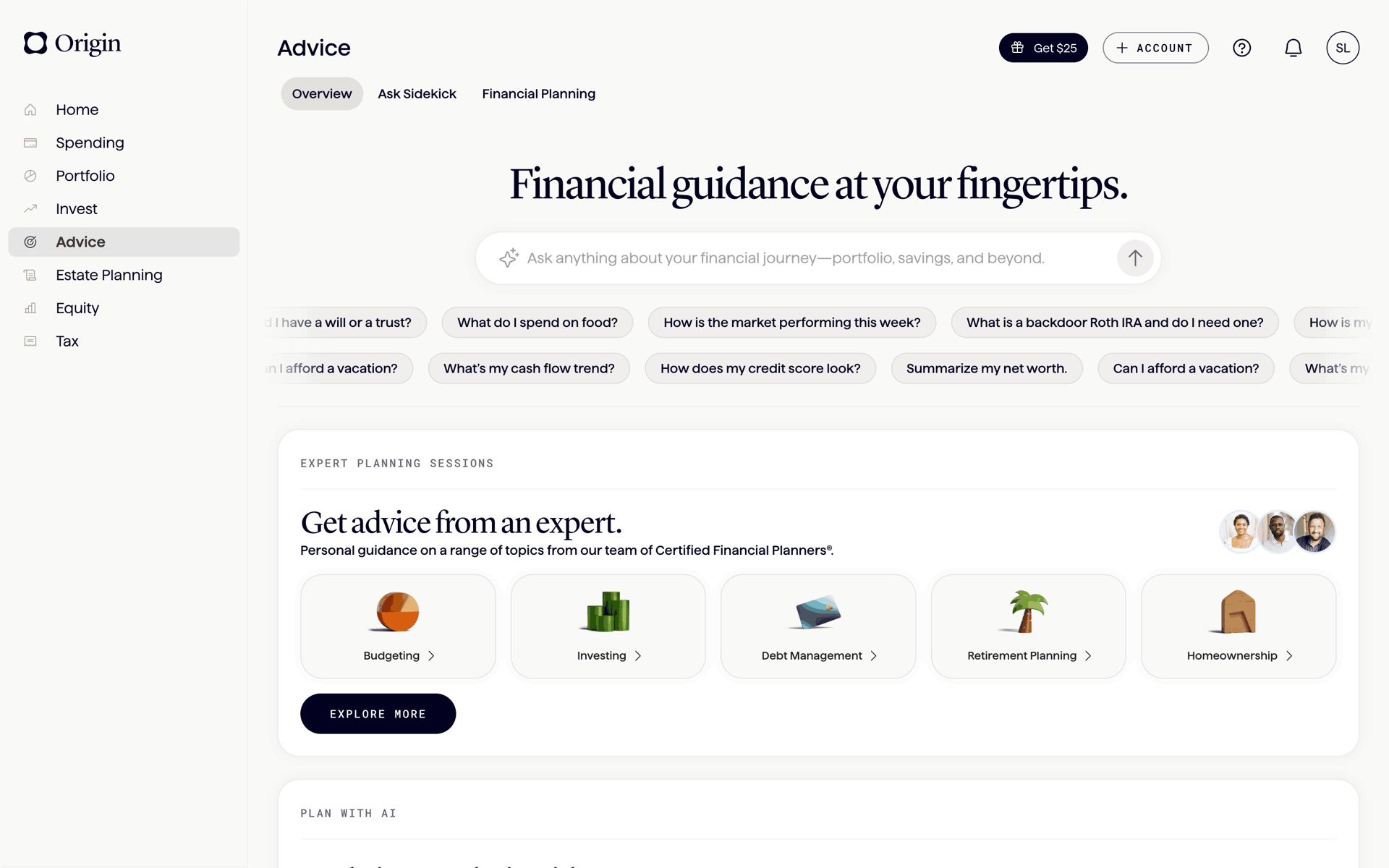 Origin Web Finance interface screenshot 20