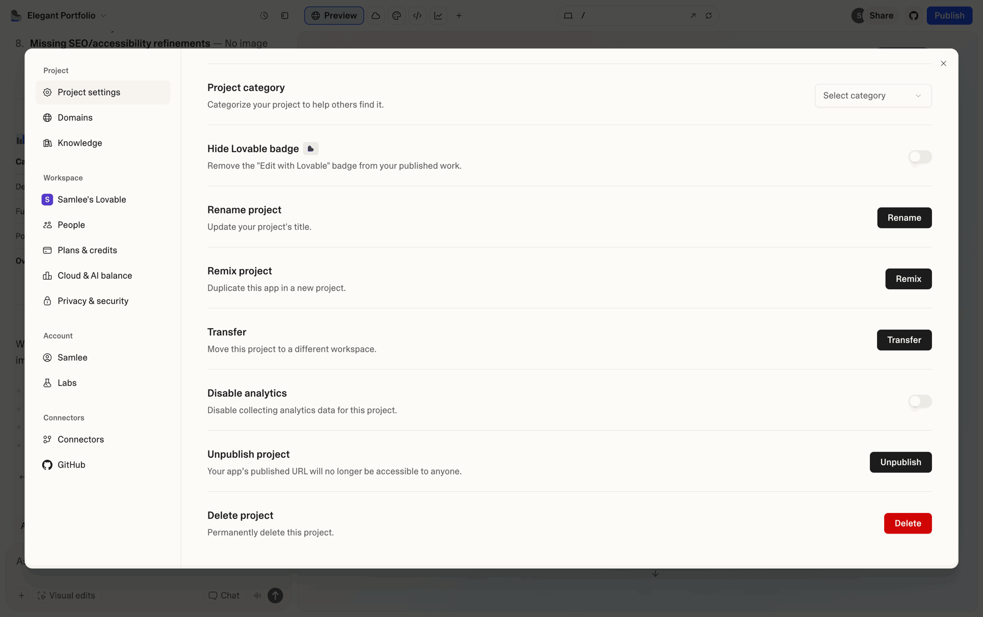 Lovable Web Developer Tools interface screenshot 18