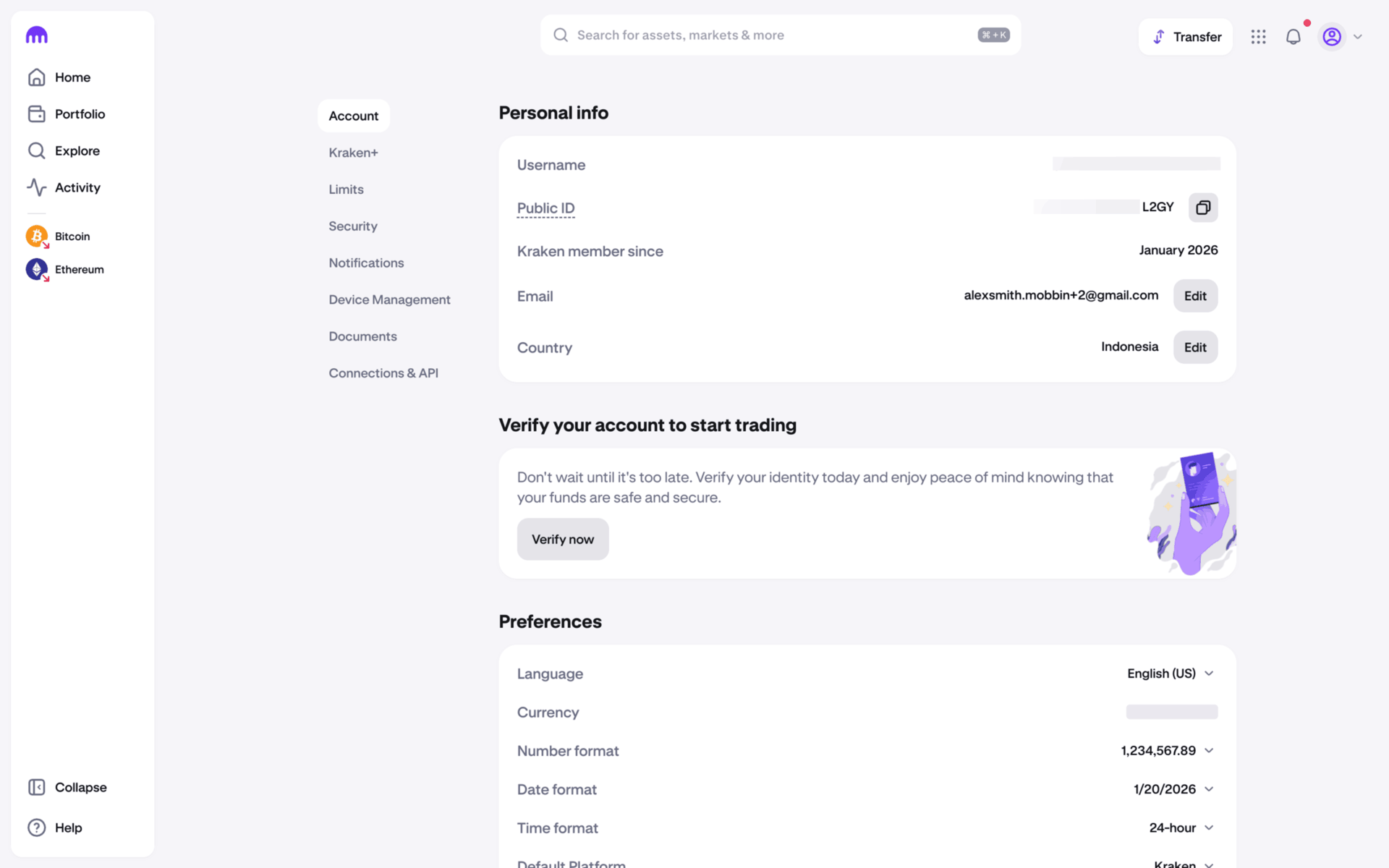 Kraken Web Finance interface screenshot 11
