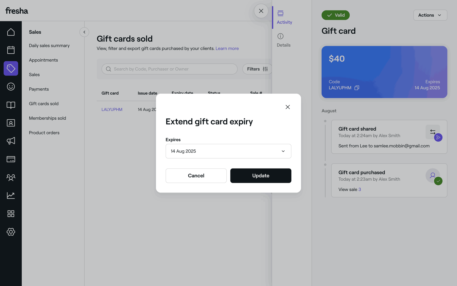 Fresha Web Business interface screenshot 24