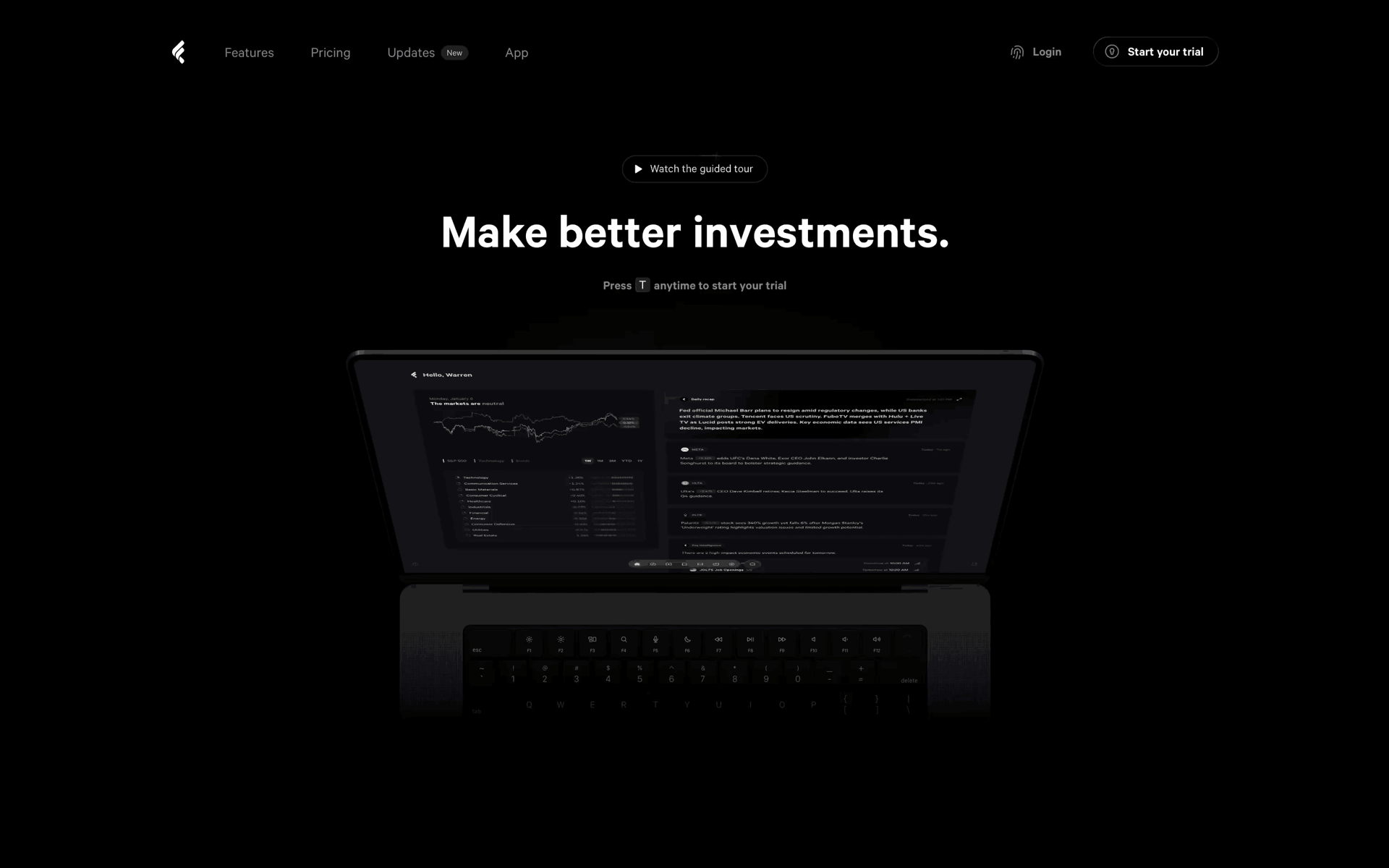 Fey Web Finance interface screenshot 1