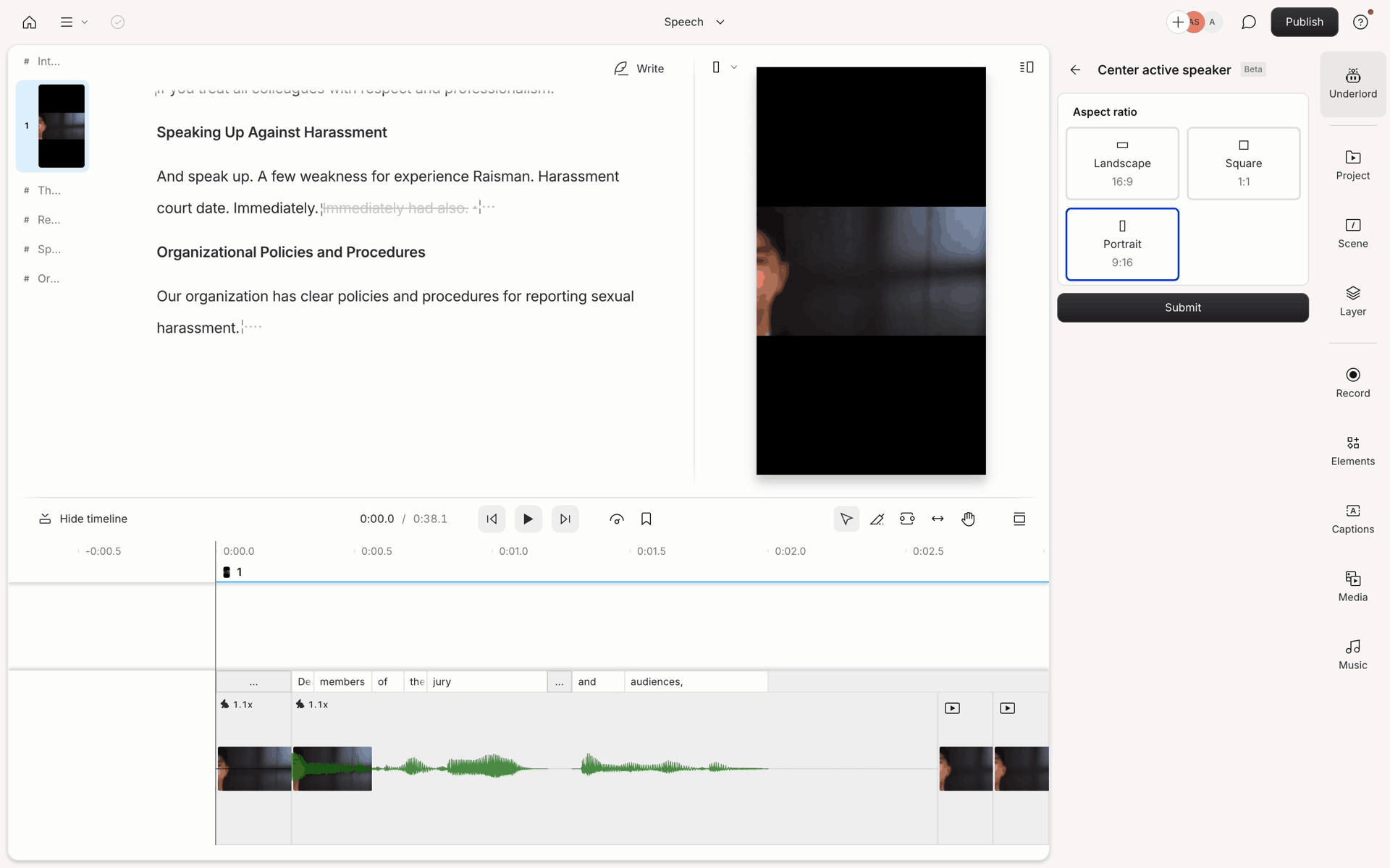 Descript Web Photo & Video interface screenshot 21