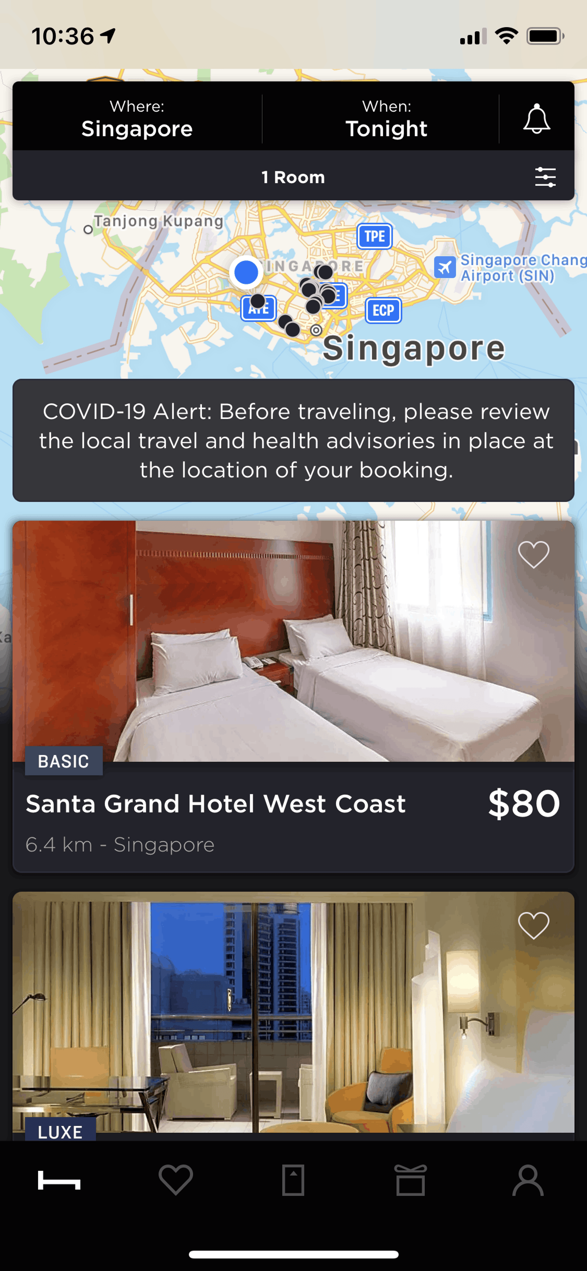 HotelTonight iOS Travel & Transportation interface screenshot 2