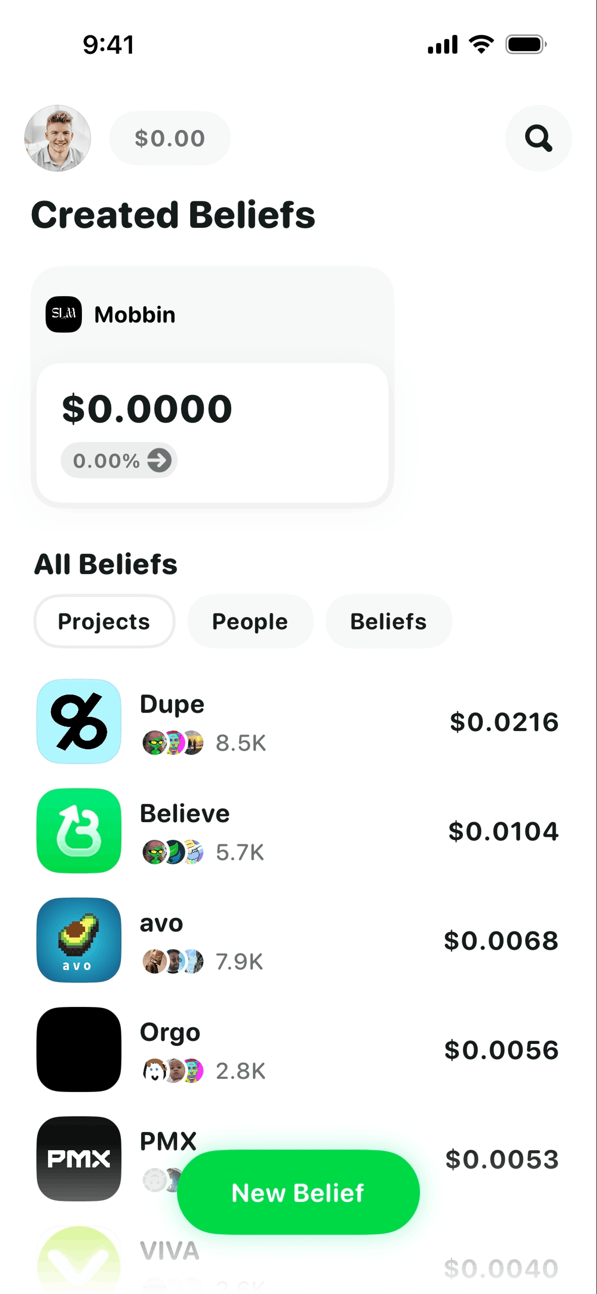 Believe iOS Finance interface screenshot 9