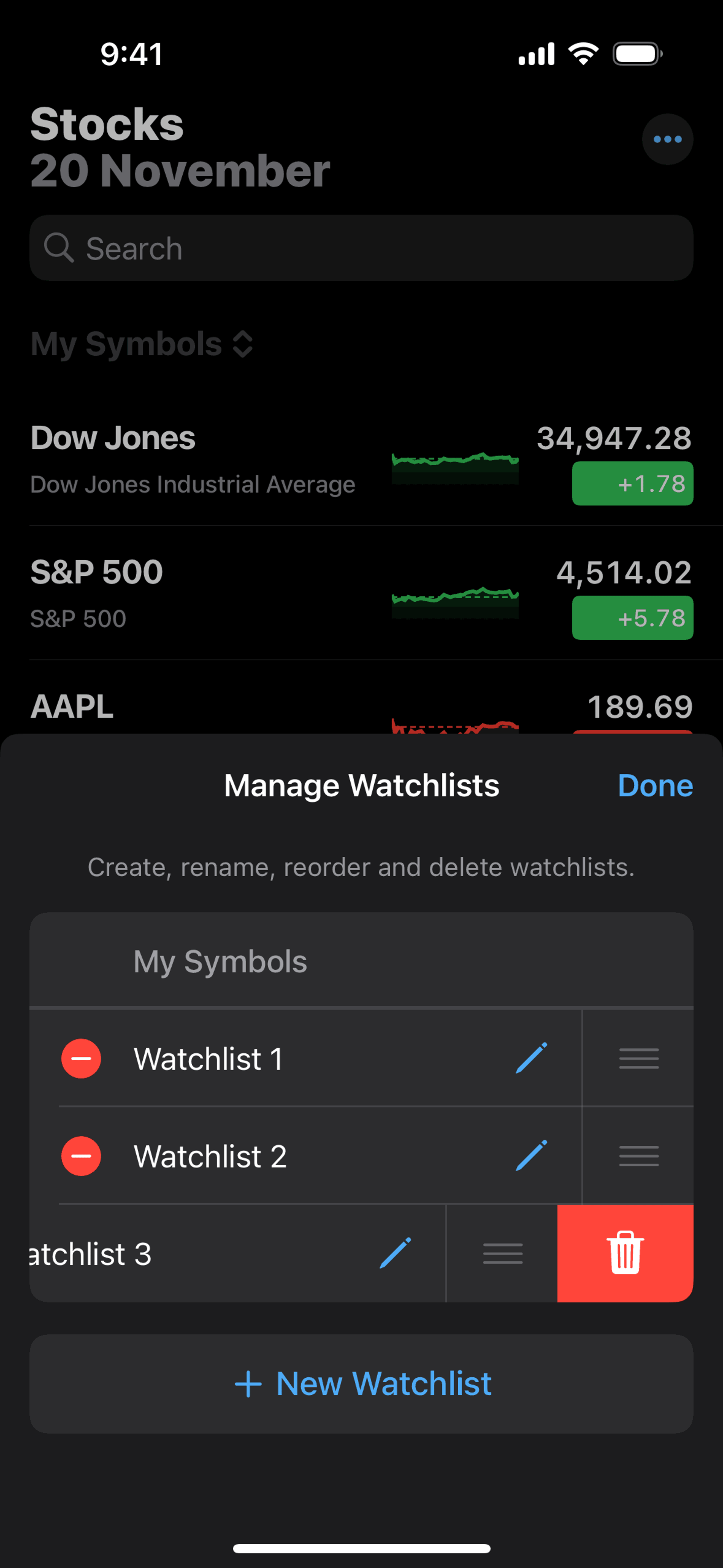 Stocks iOS Finance interface screenshot 5
