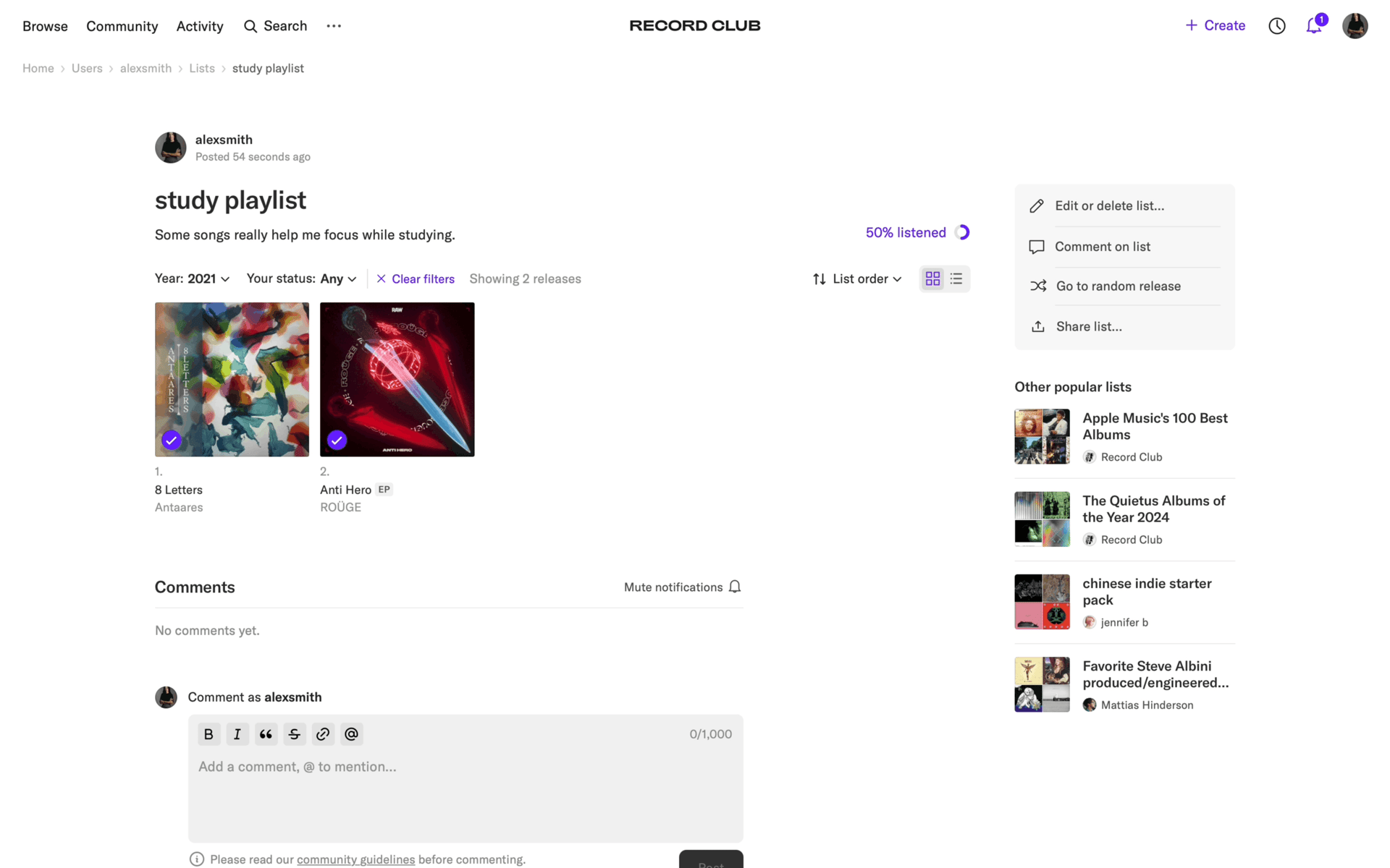 Record Club Web Music & Audio interface screenshot 3