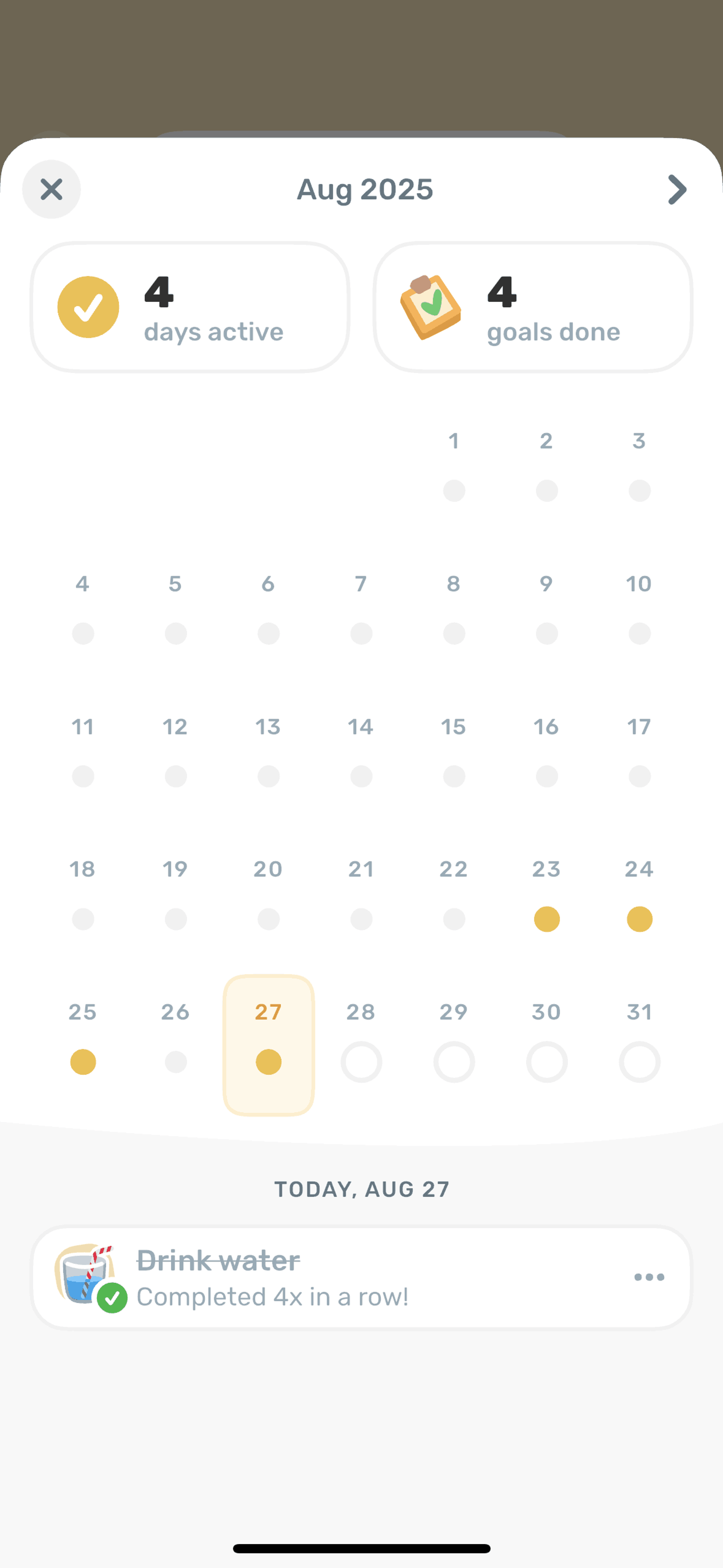 Finch iOS Health & Fitness interface screenshot 17