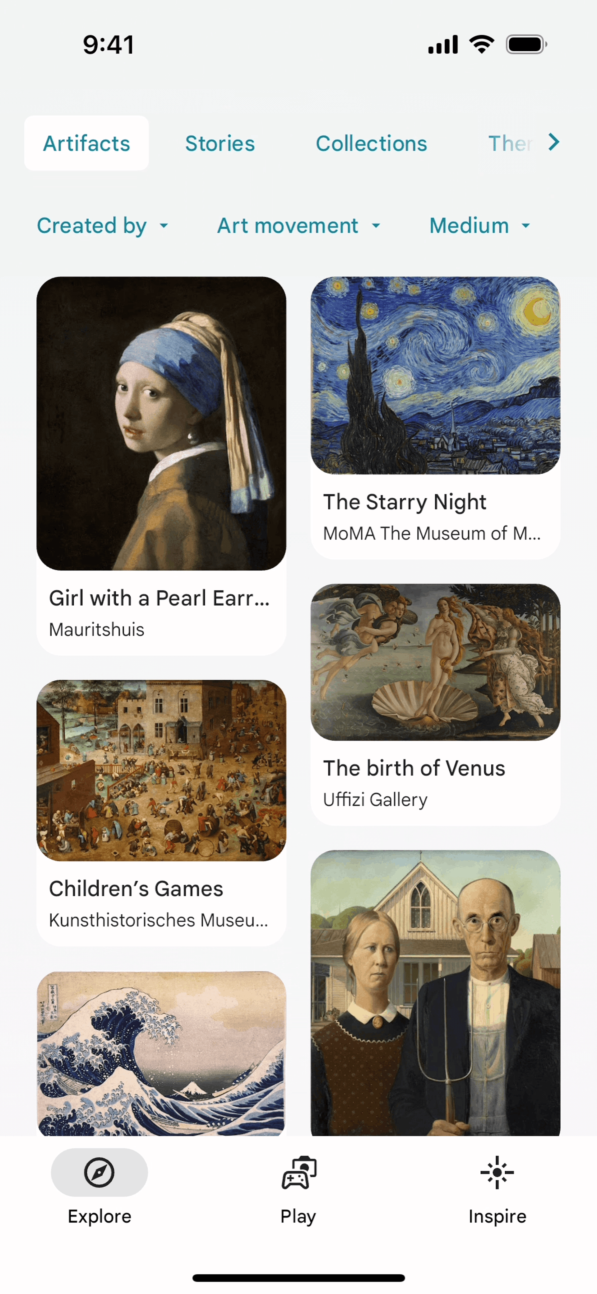 Google Arts & Culture iOS Education interface screenshot 20
