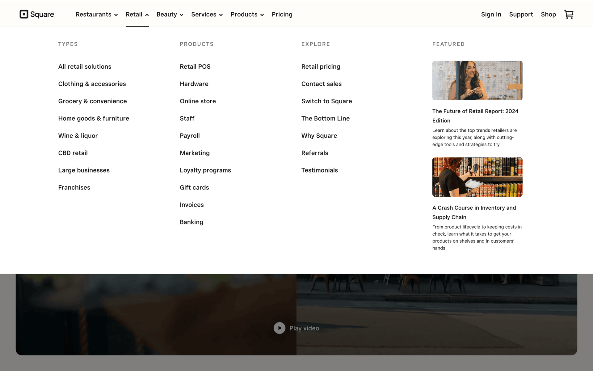 Square Web Finance interface screenshot 2