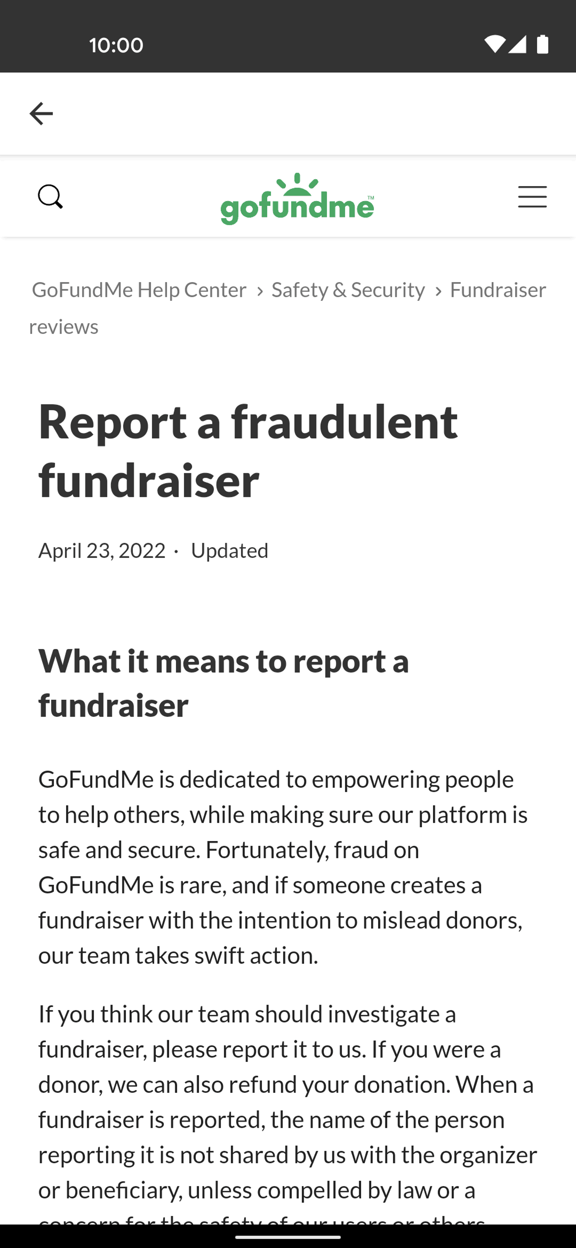 GoFundMe Android Social Networking interface screenshot 23