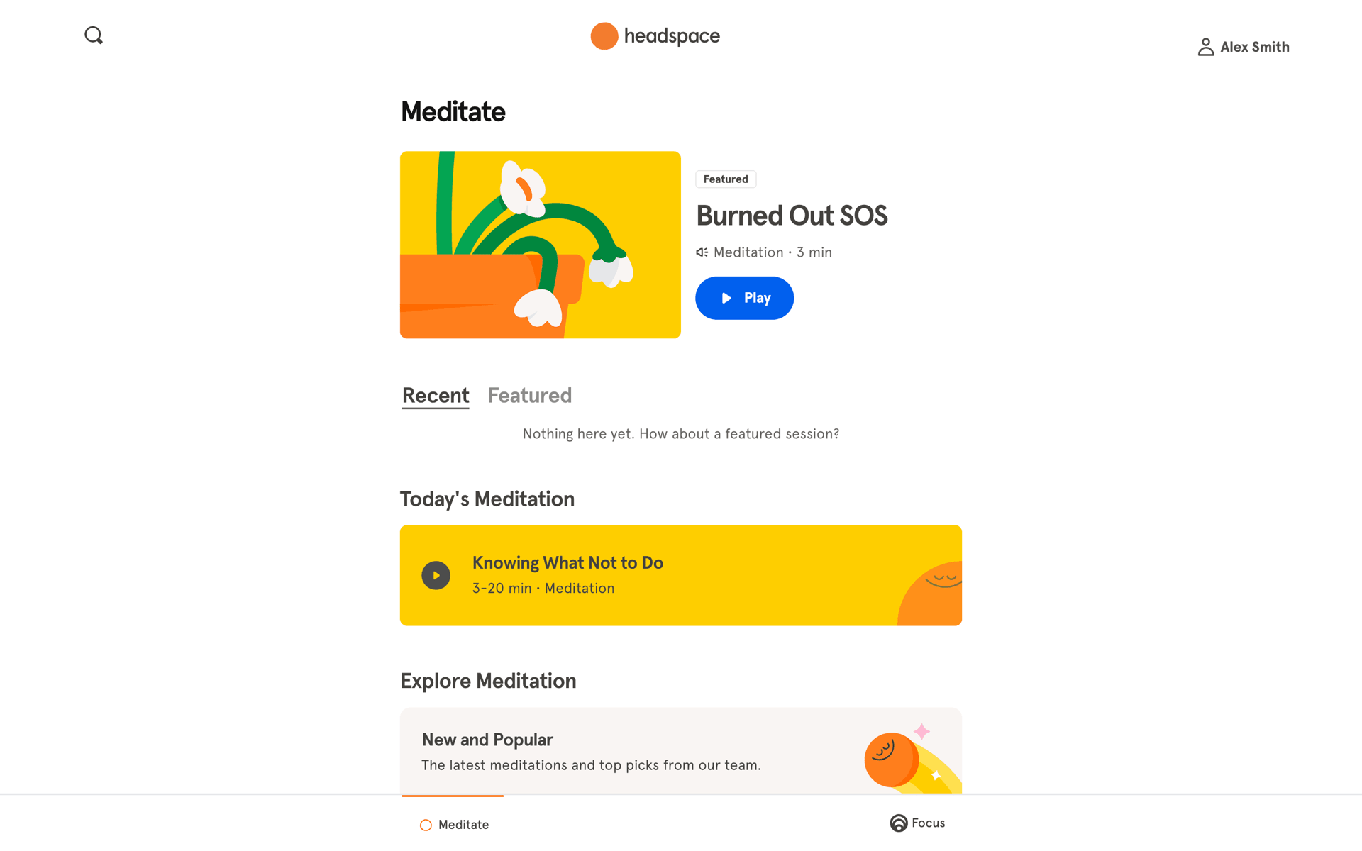 Headspace Web Health & Fitness interface screenshot 8
