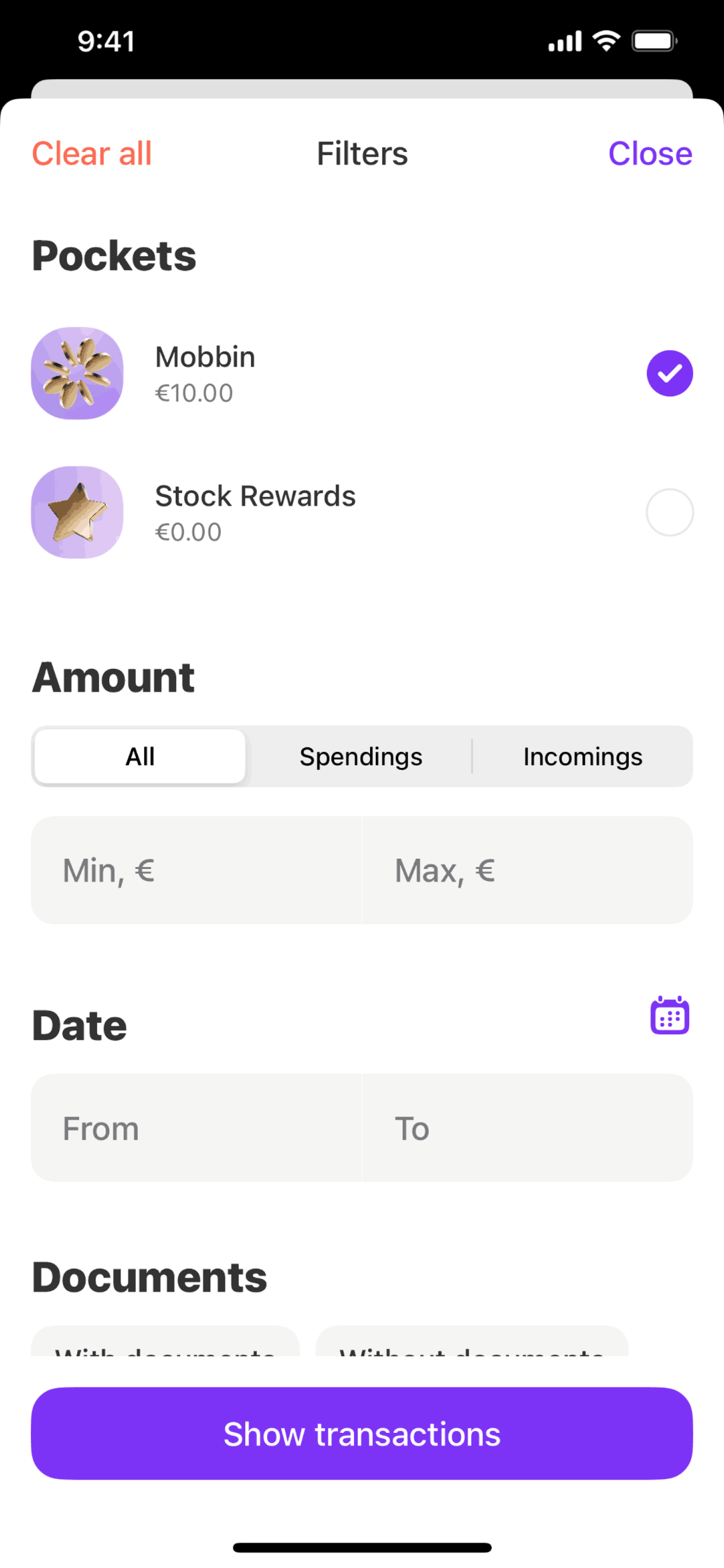Vivid iOS Finance interface screenshot 14