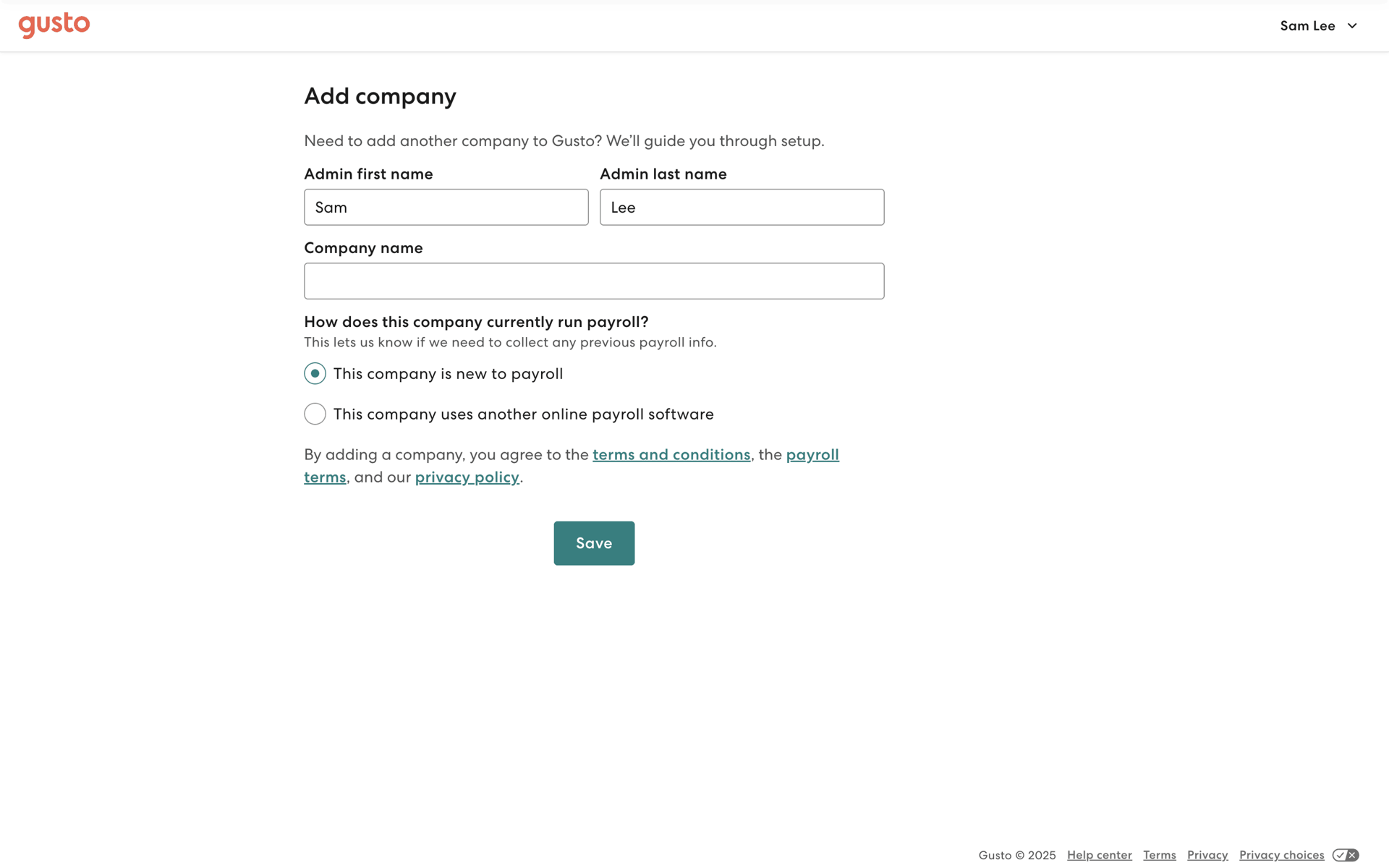 Gusto Web Finance interface screenshot 14