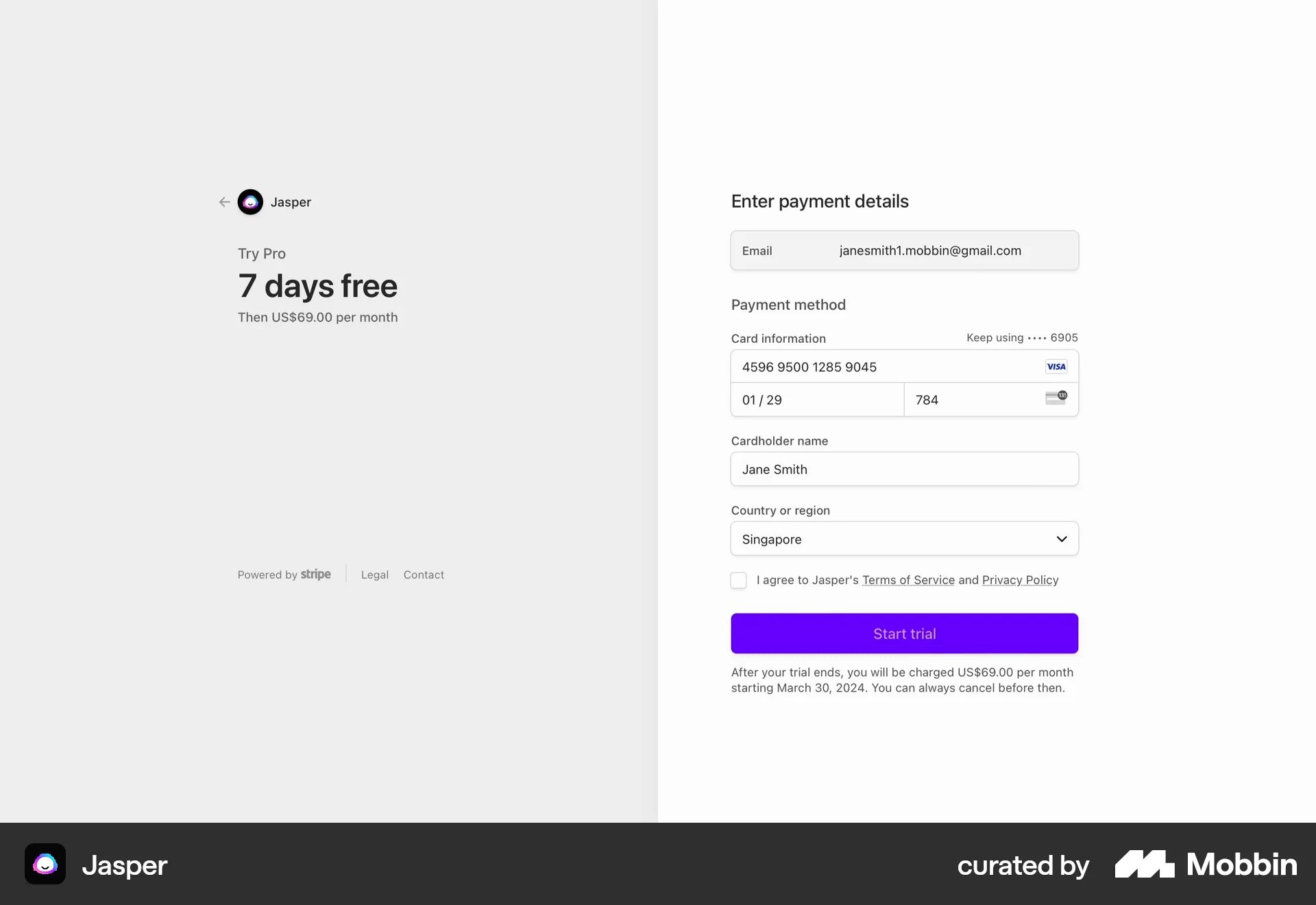 Subscribing to Jasper on Jasper (web) screen 4