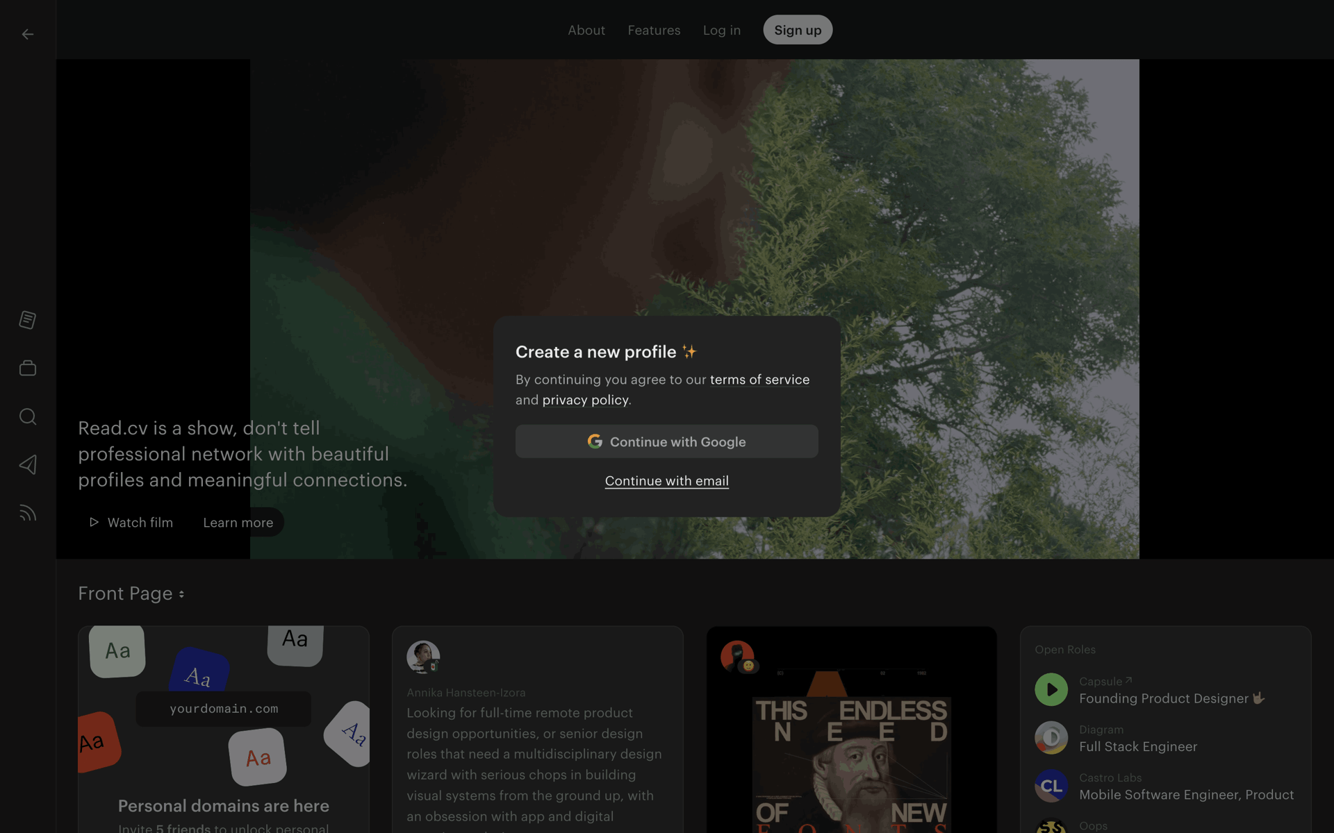 Read.cv Web Social Networking interface screenshot 3
