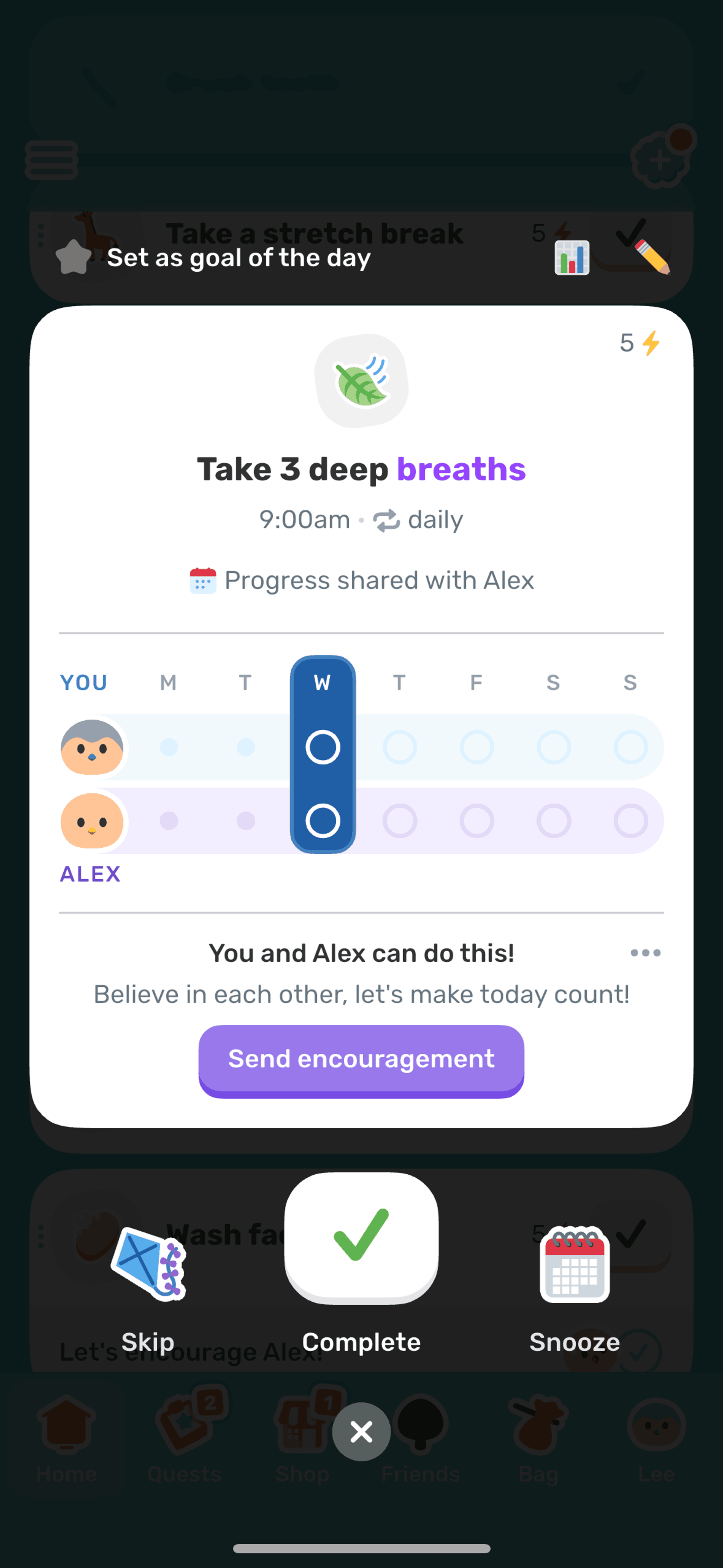 Finch iOS Health & Fitness interface screenshot 15