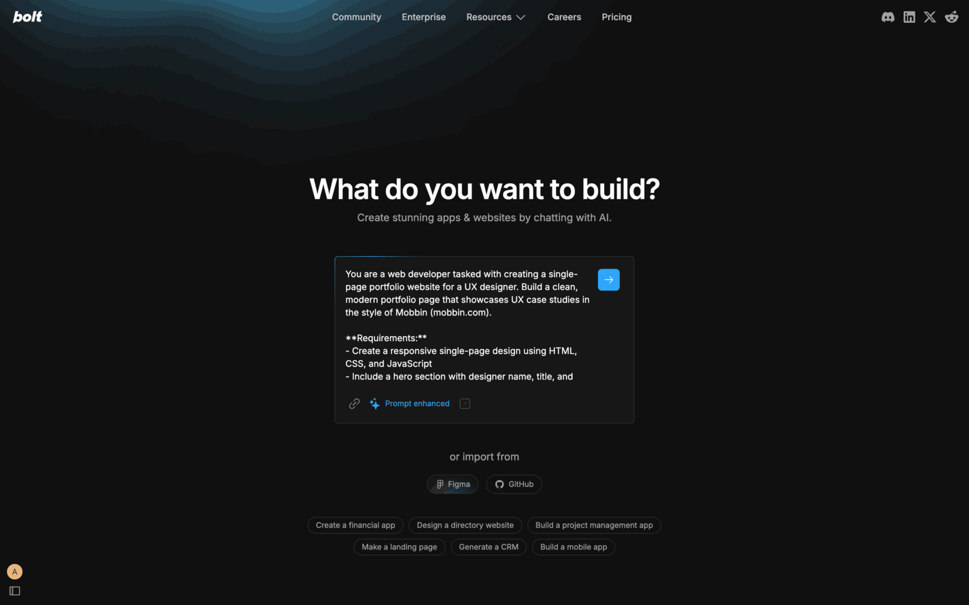 Bolt.new Web Developer Tools interface screenshot 23