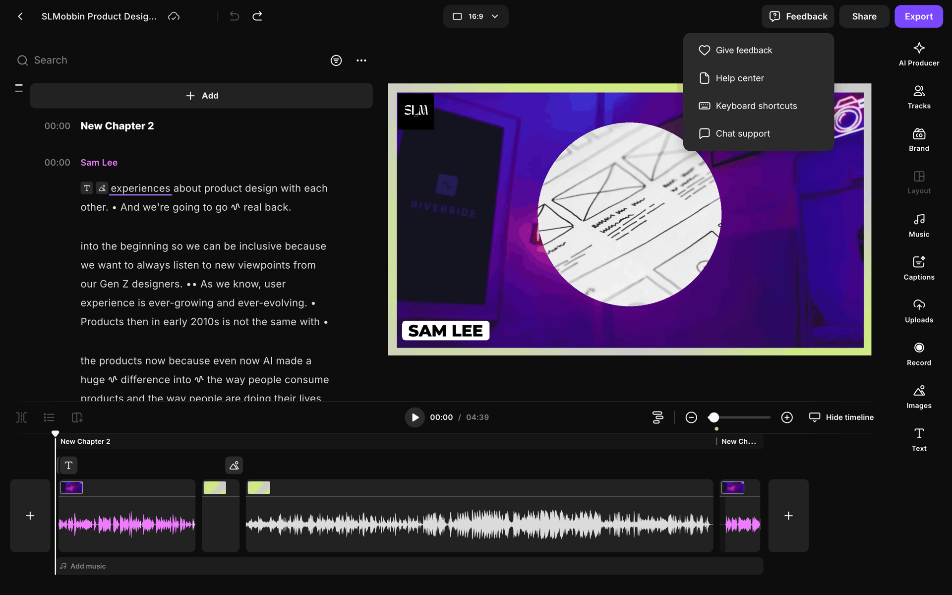 Riverside Web Photo & Video interface screenshot 19