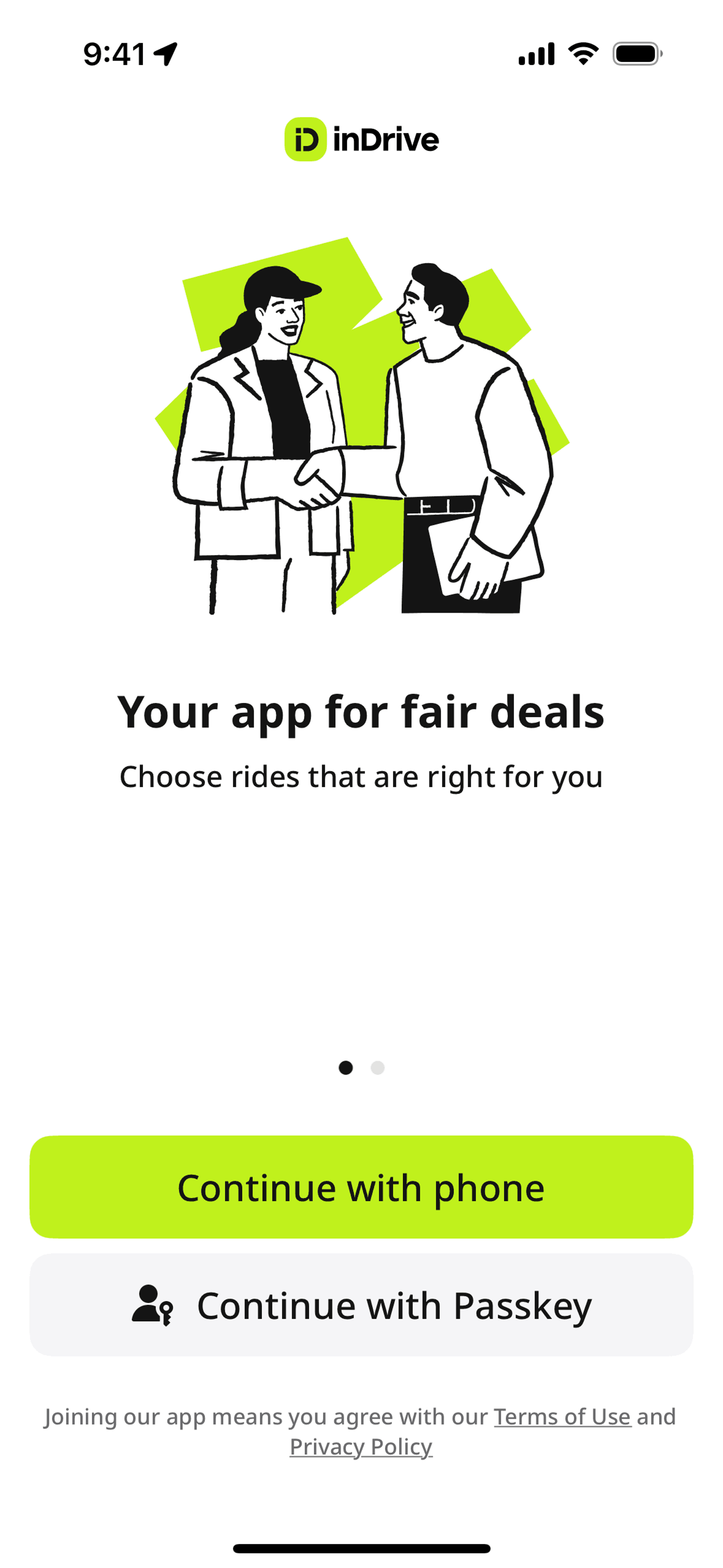 inDrive iOS Travel & Transportation interface screenshot 1