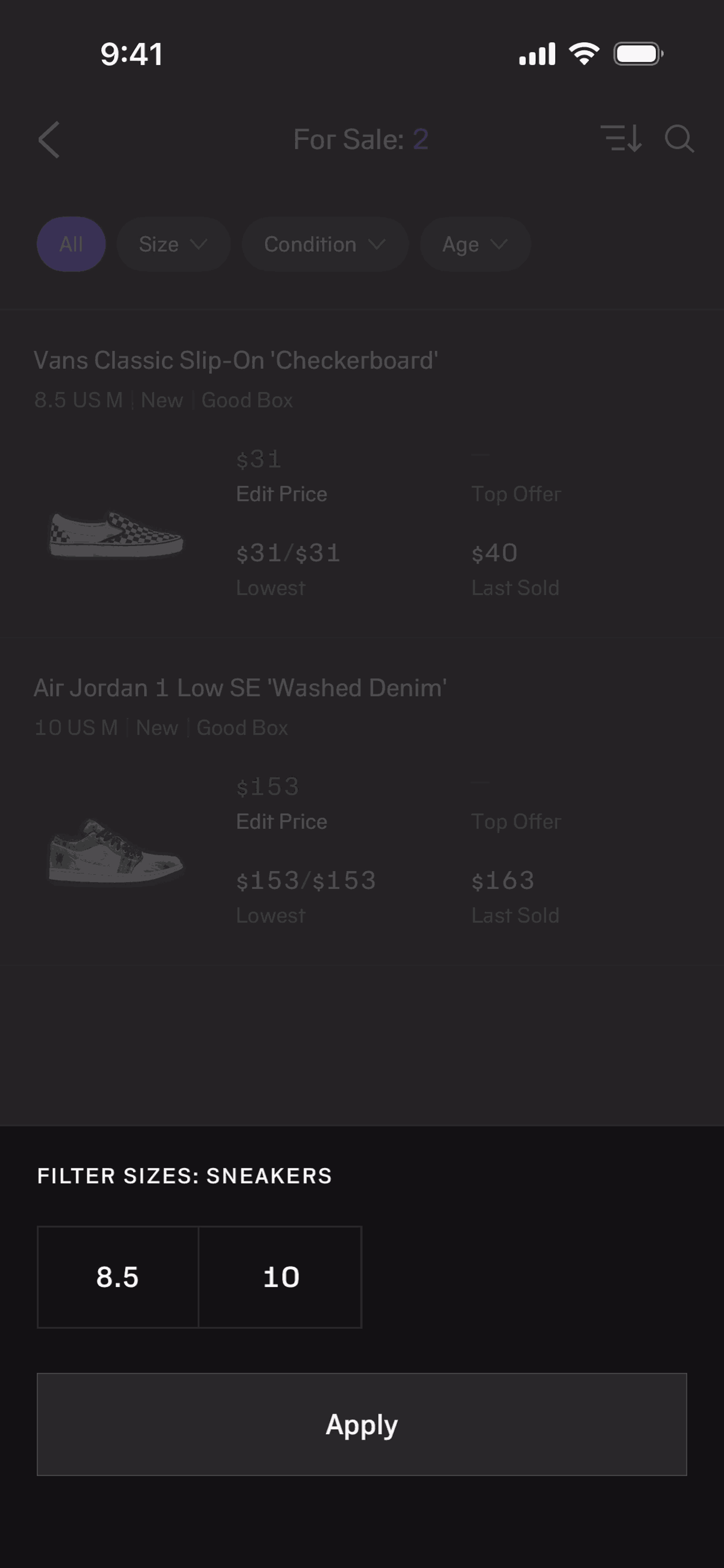 alias iOS Shopping interface screenshot 2