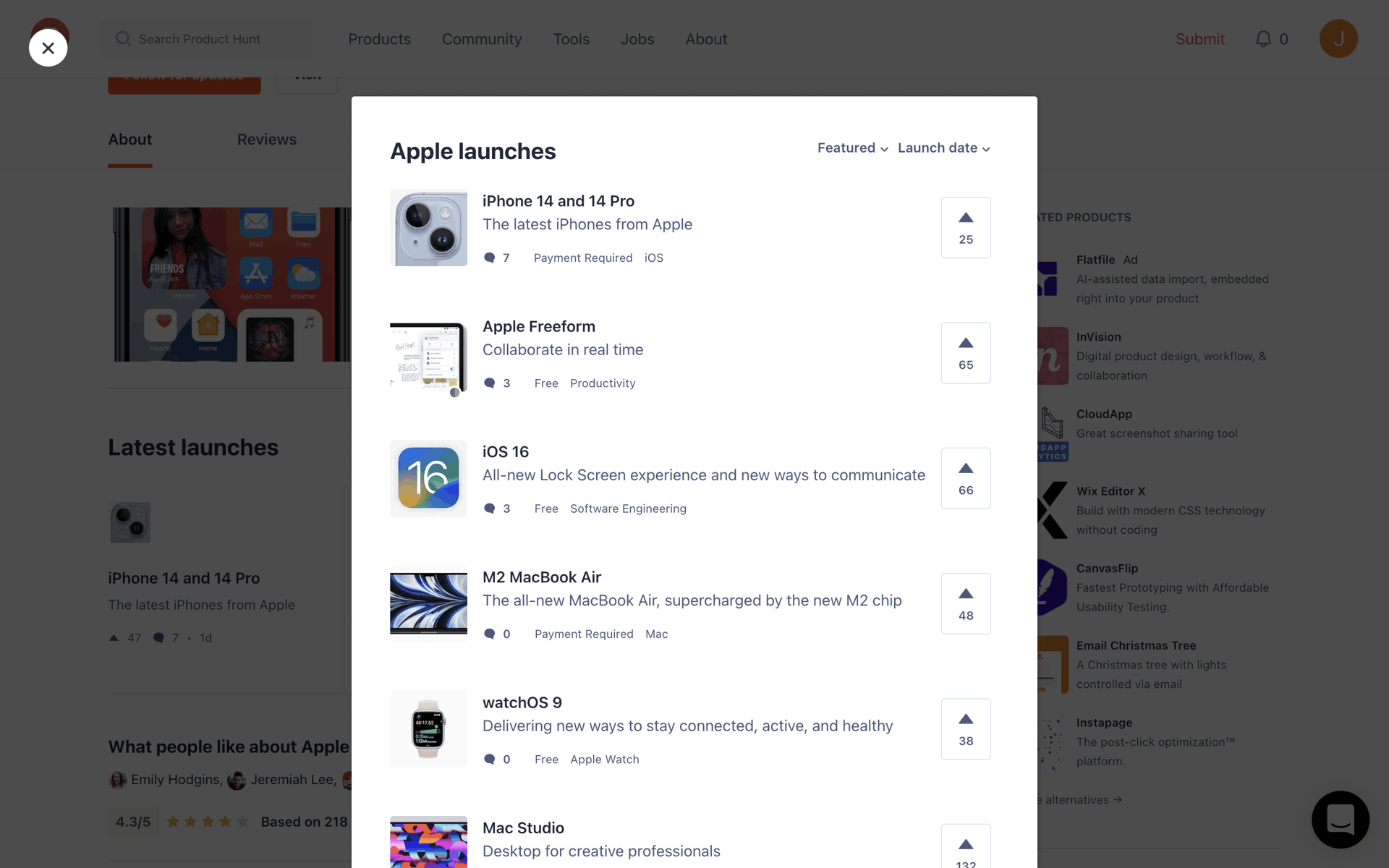 Product Hunt Web Business interface screenshot 15