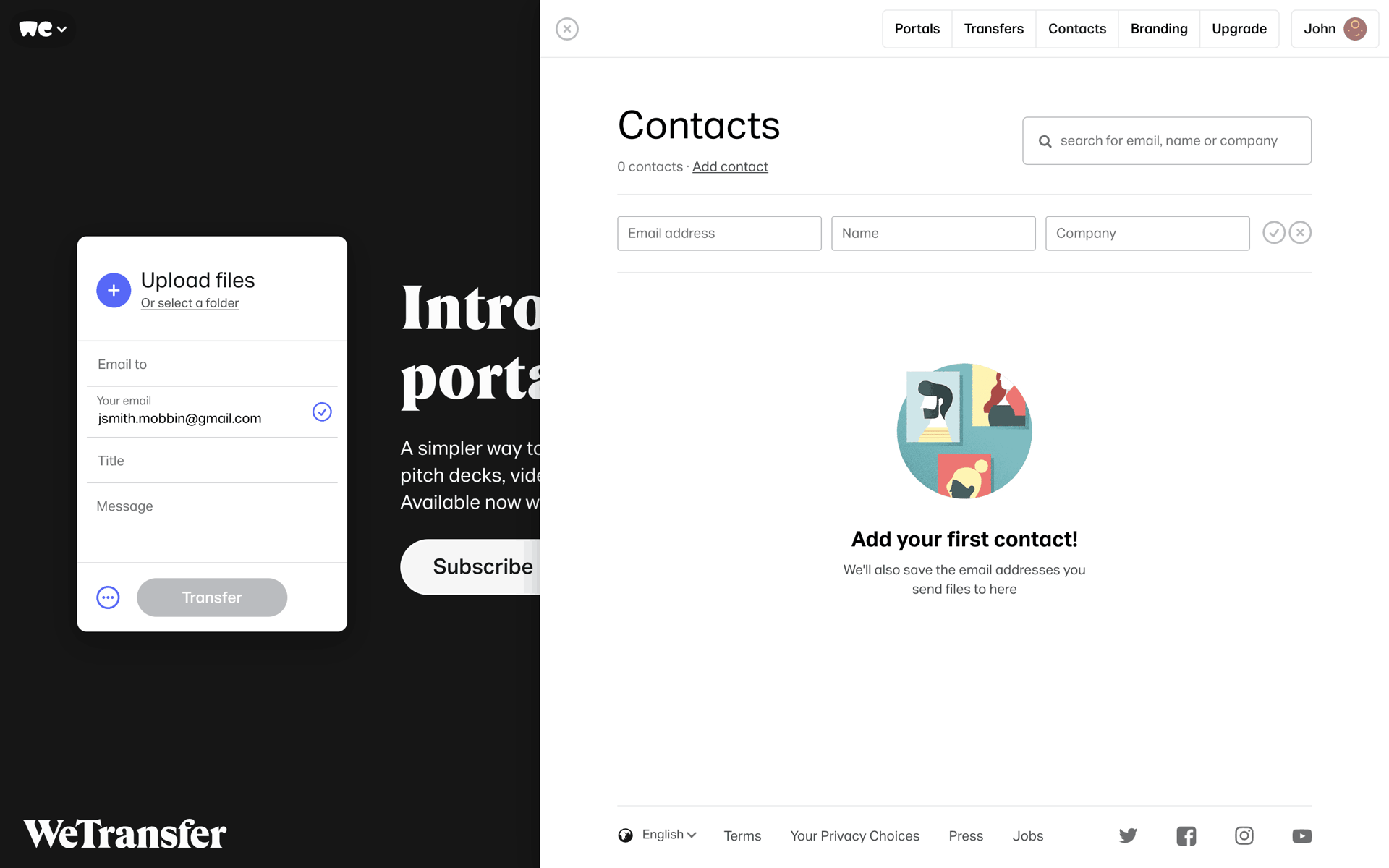 WeTransfer Web Productivity interface screenshot 16