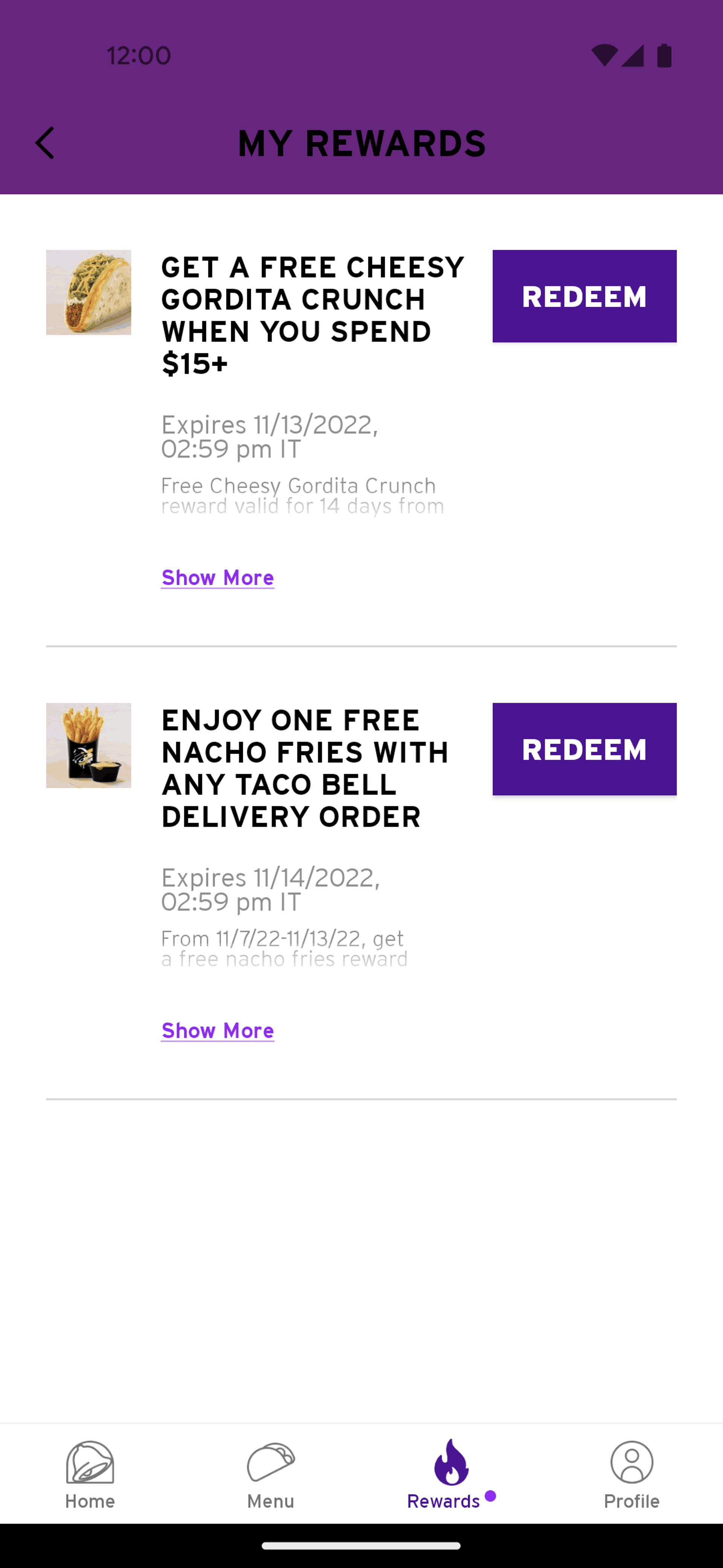 Taco Bell Android Food & Drink interface screenshot 10