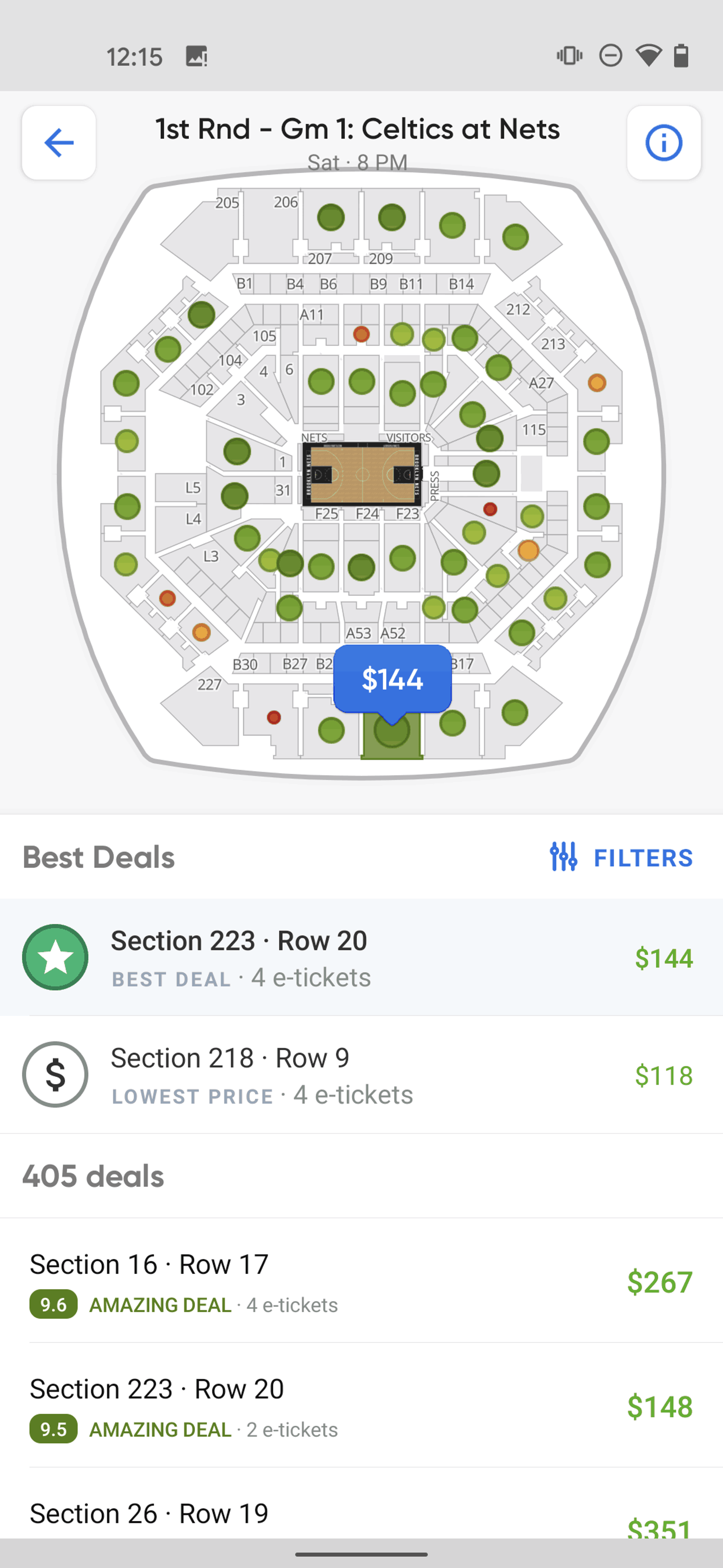 SeatGeek Android Entertainment interface screenshot 24