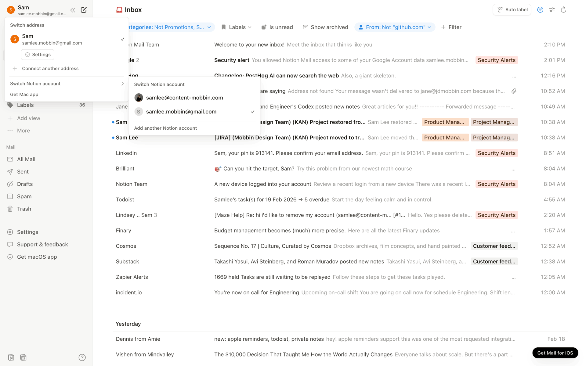 Notion Mail Web Productivity interface screenshot 10