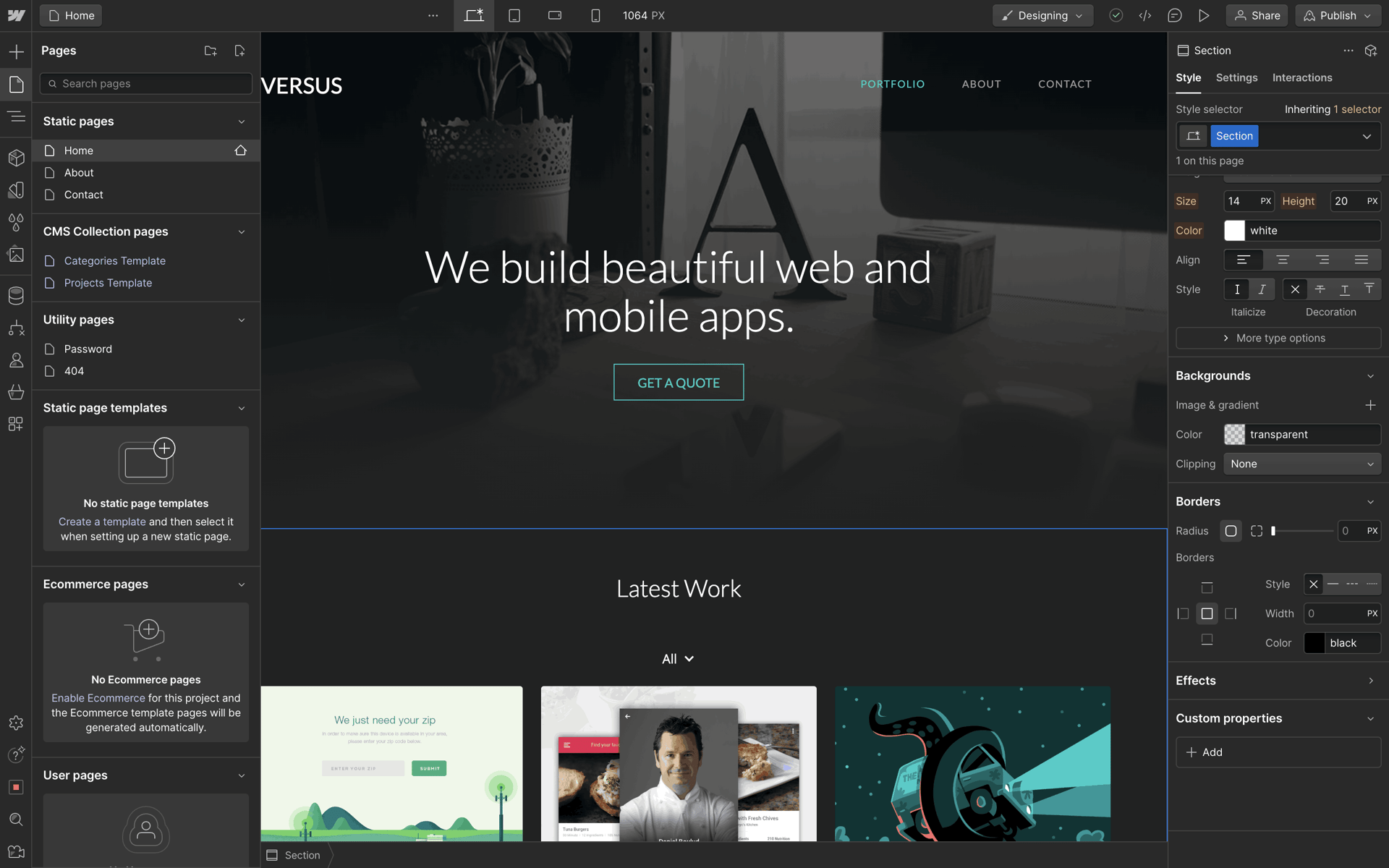 Webflow Web Productivity interface screenshot 6