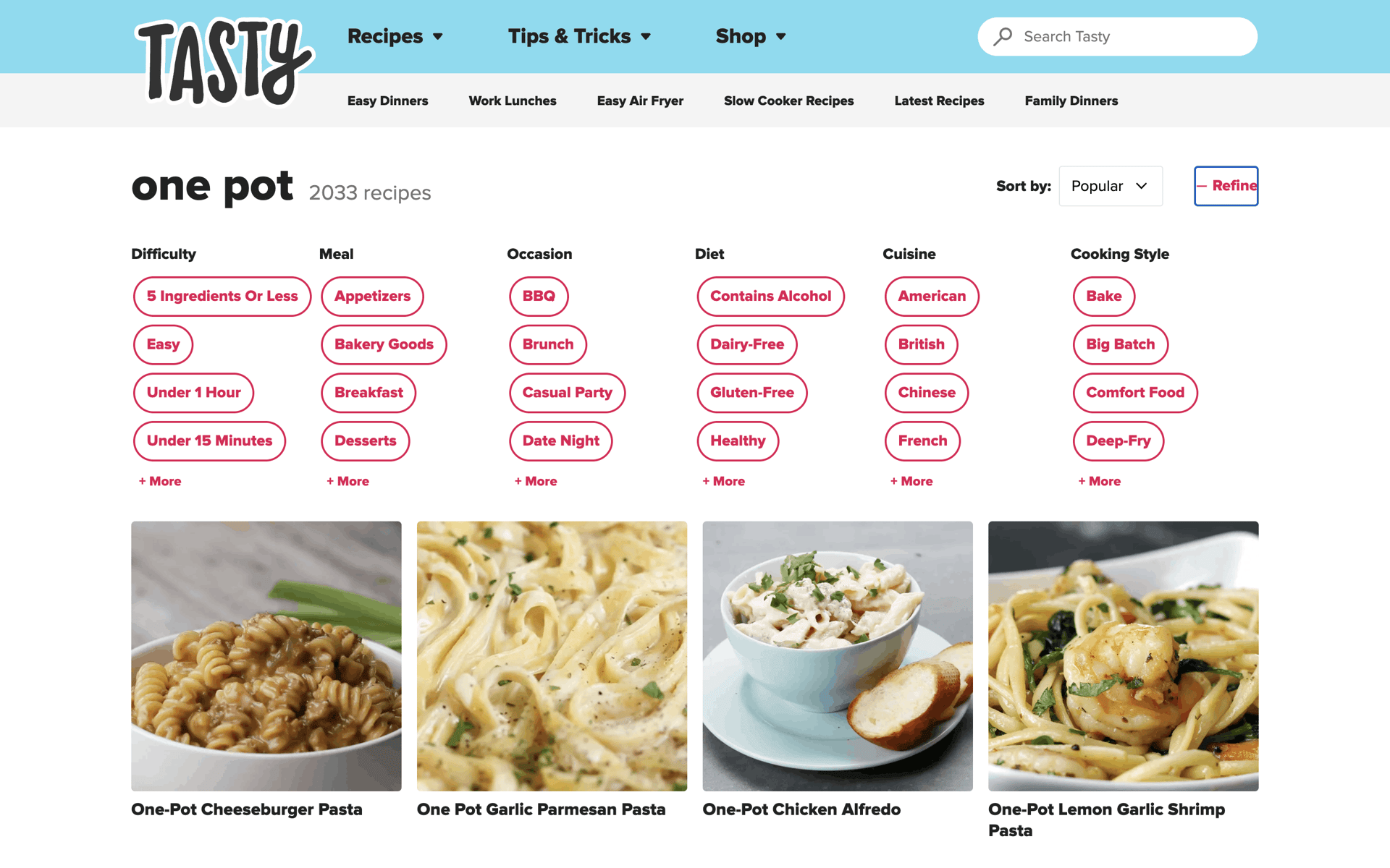 Tasty Web Food & Drink interface screenshot 21