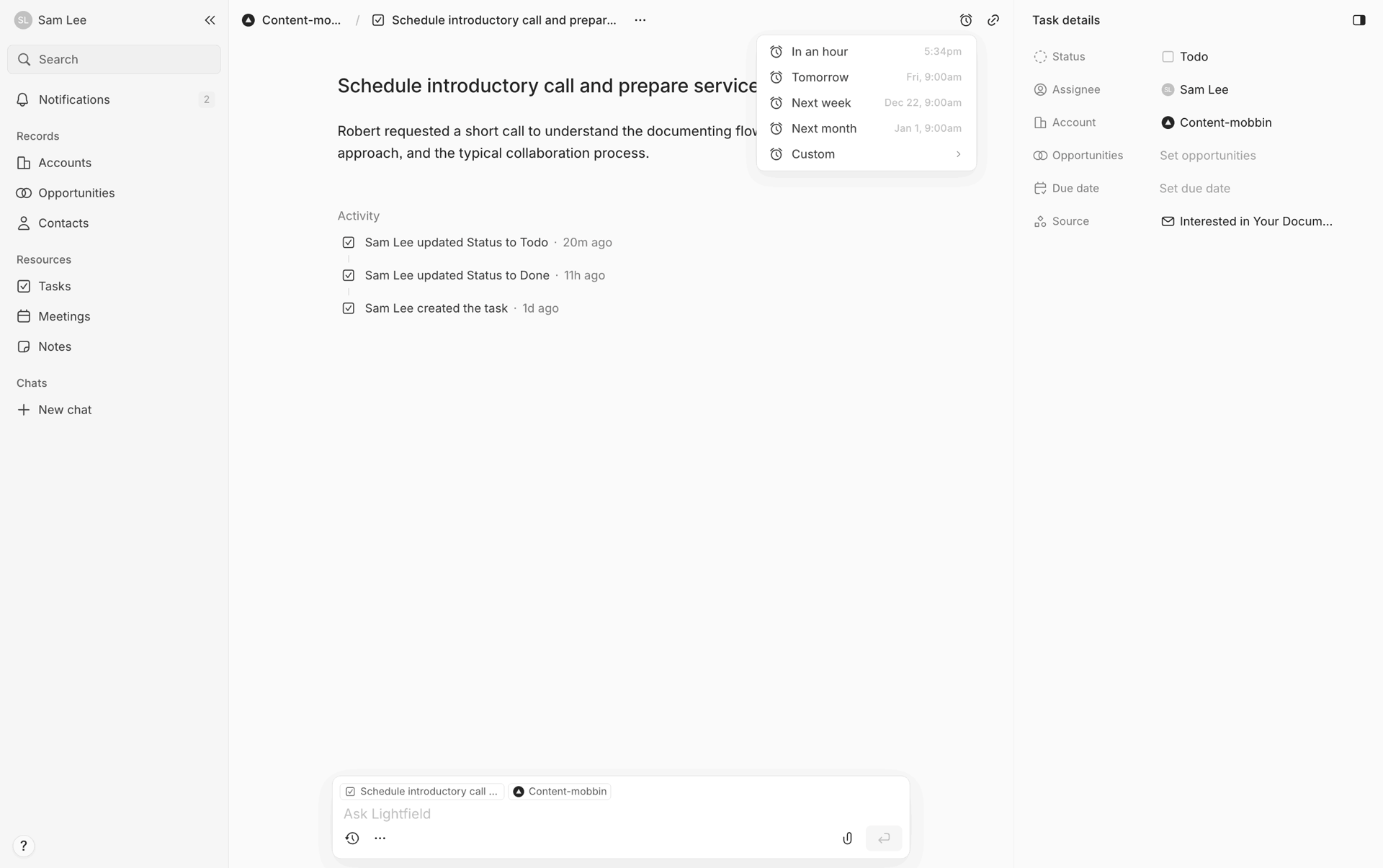 Lightfield Web Business interface screenshot 24