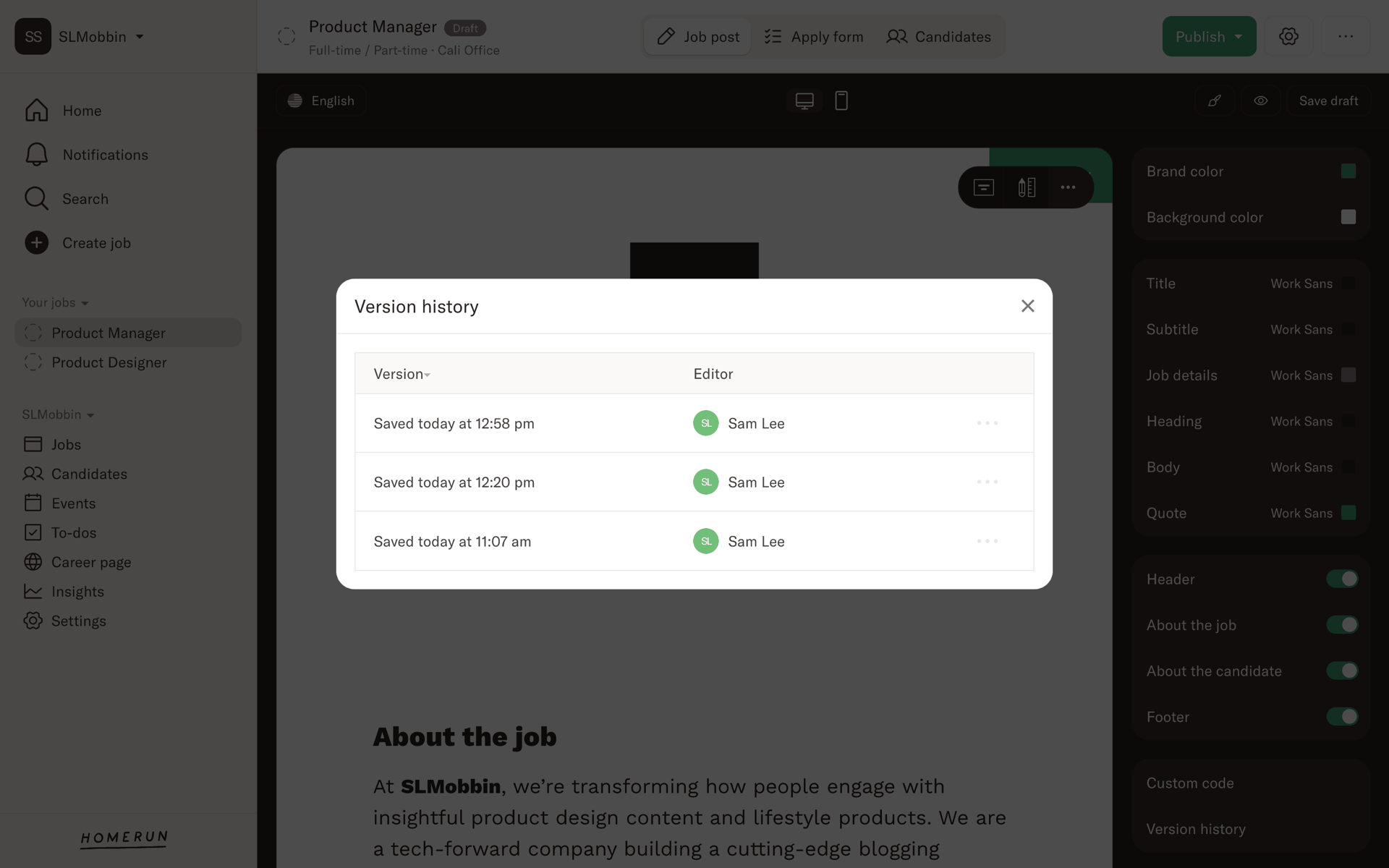 Homerun Web Business interface screenshot 16