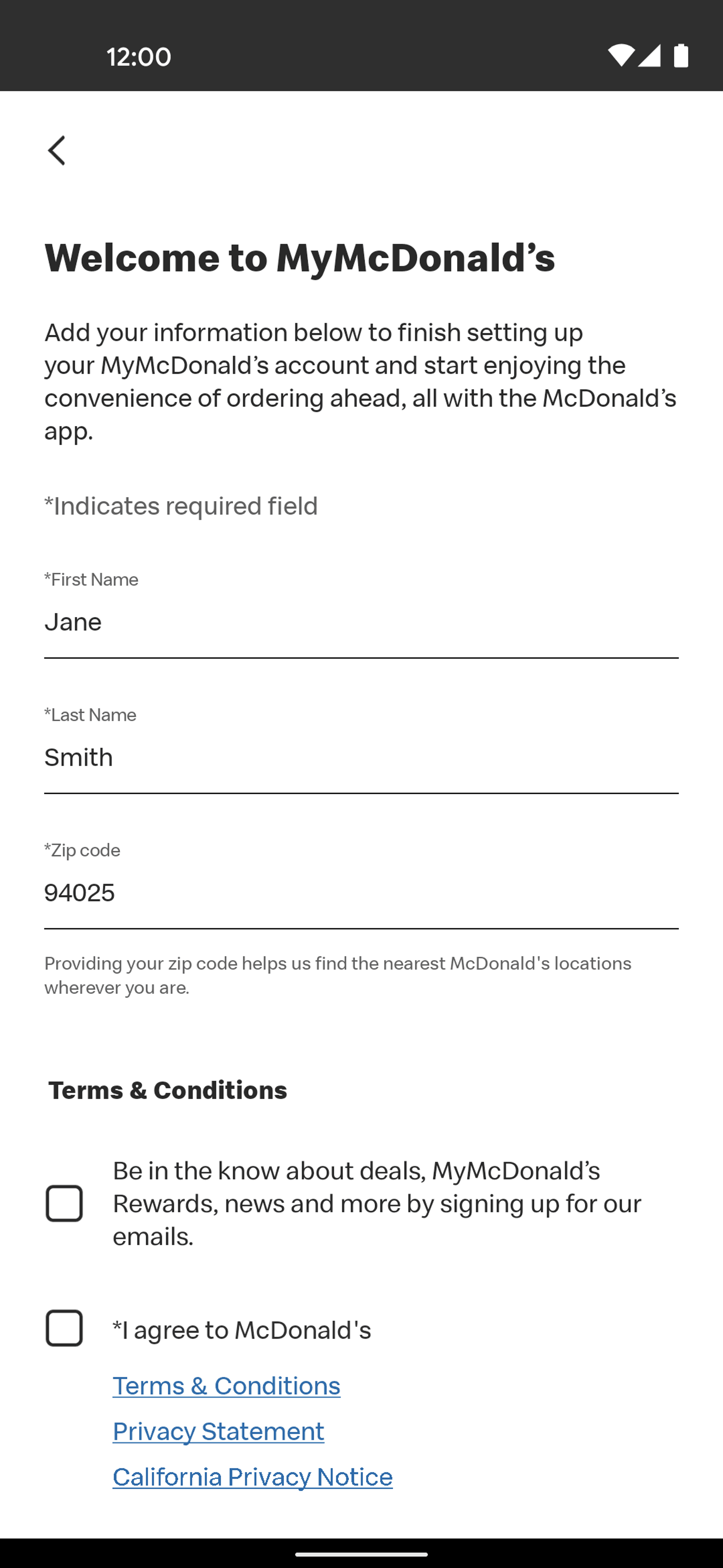 McDonald's Android Food & Drink interface screenshot 7