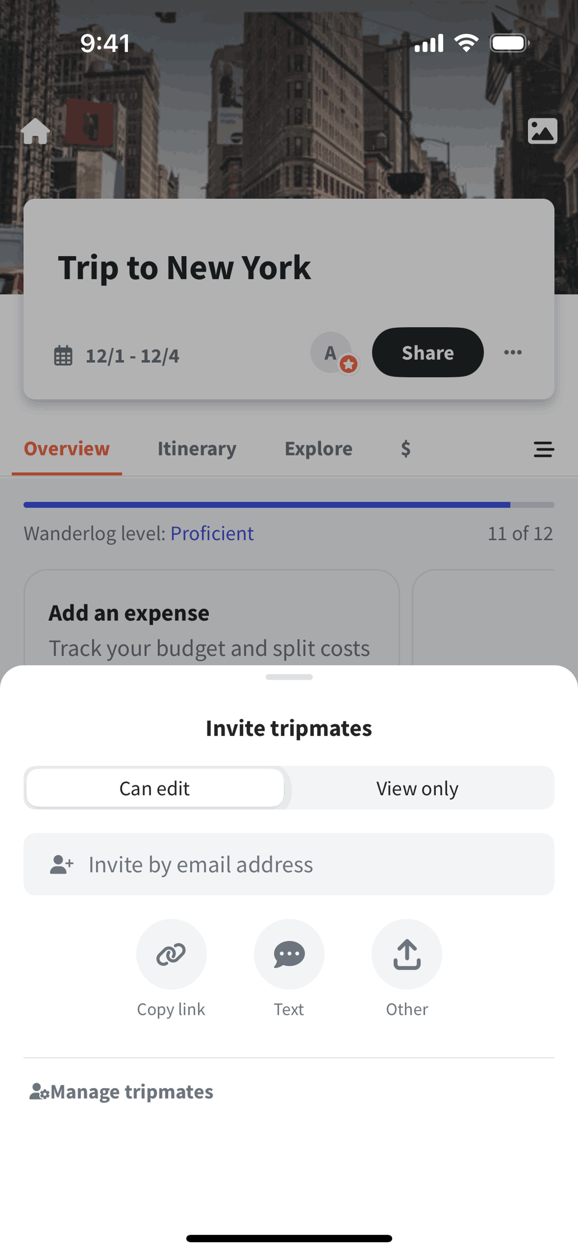 Wanderlog iOS Travel & Transportation interface screenshot 18