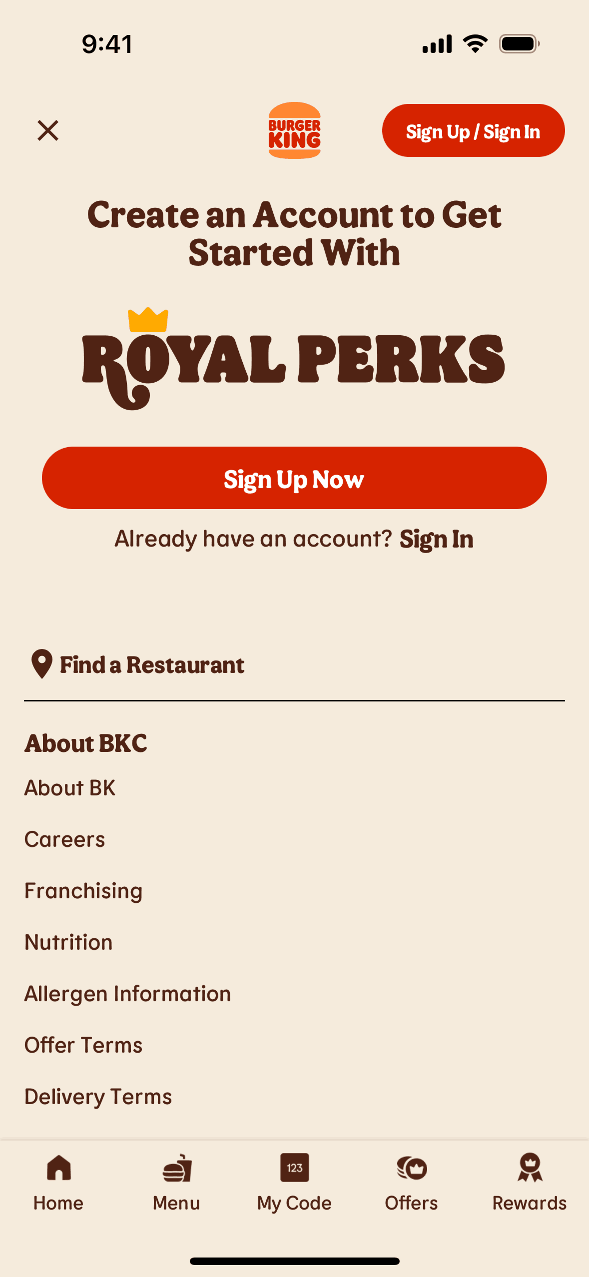 Burger King iOS Food & Drink interface screenshot 17