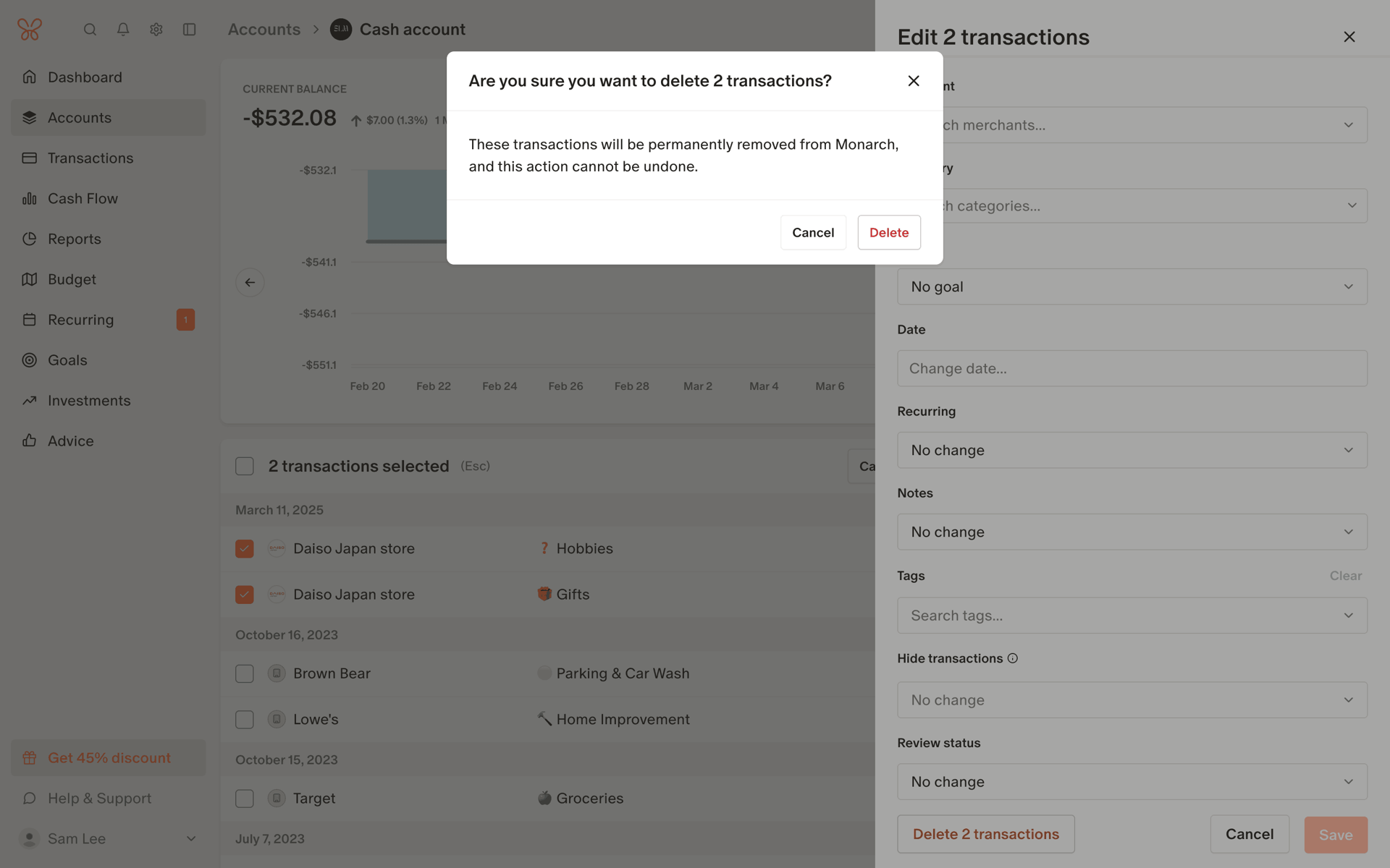 Monarch Web Finance interface screenshot 16