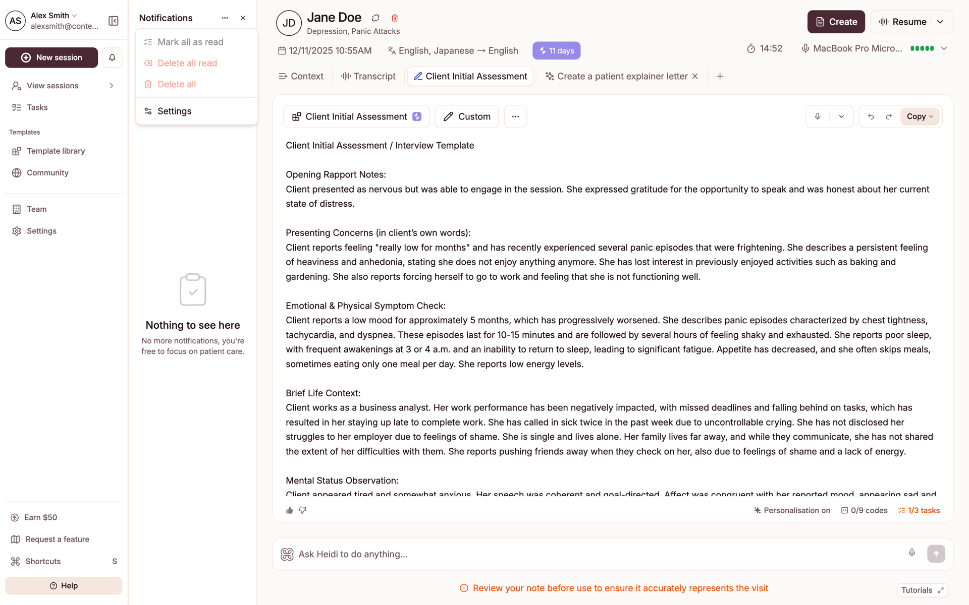 Heidi Web AI interface screenshot 6