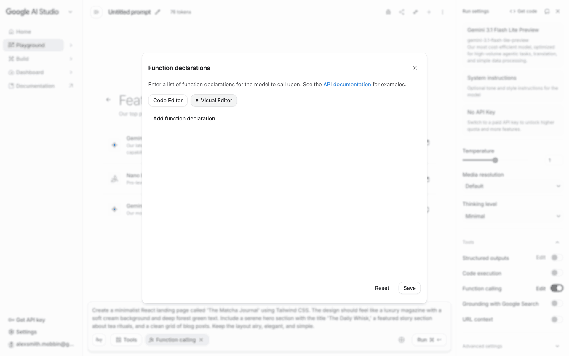 Google AI Studio Web machine learning interface screenshot 22