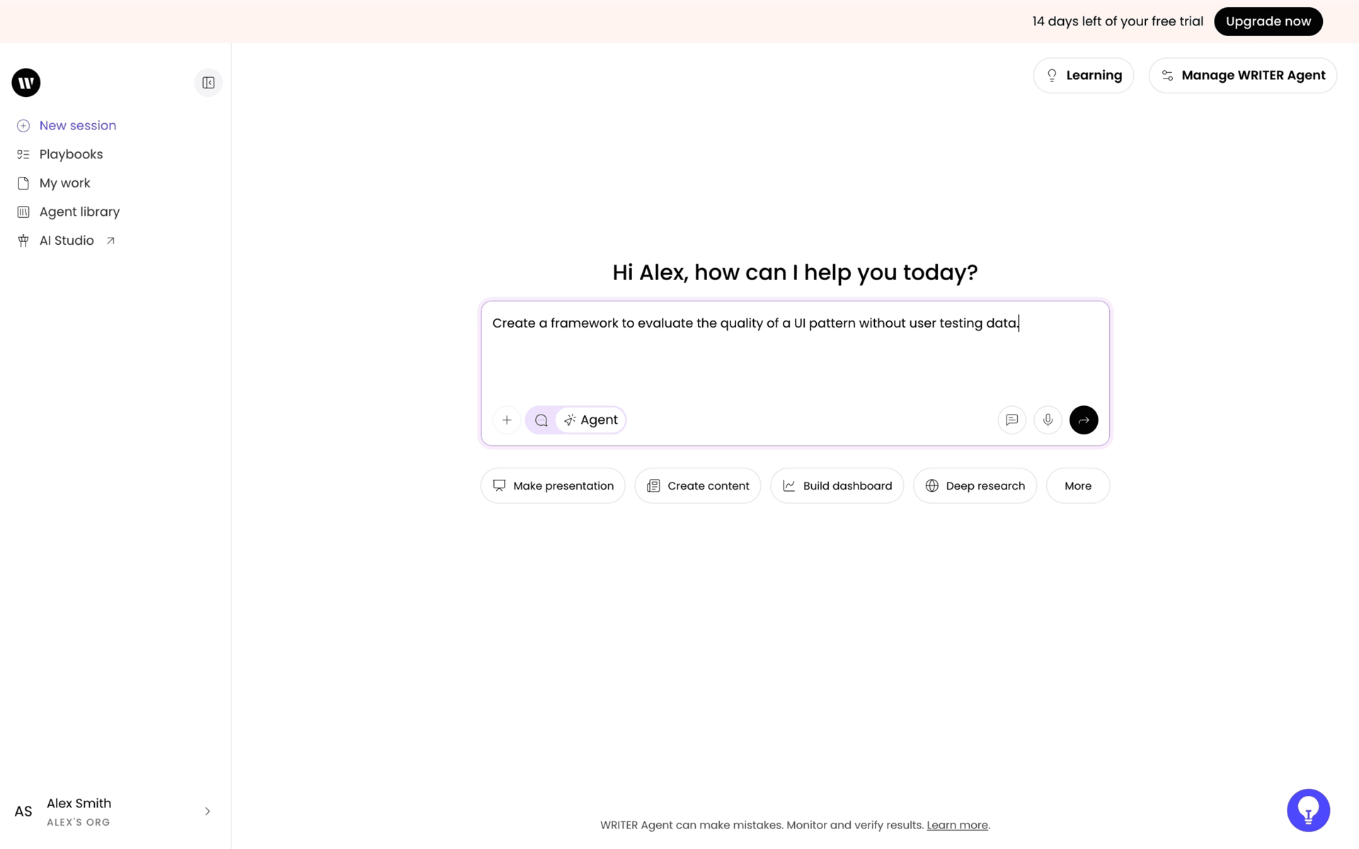 WRITER Web Business interface screenshot 15