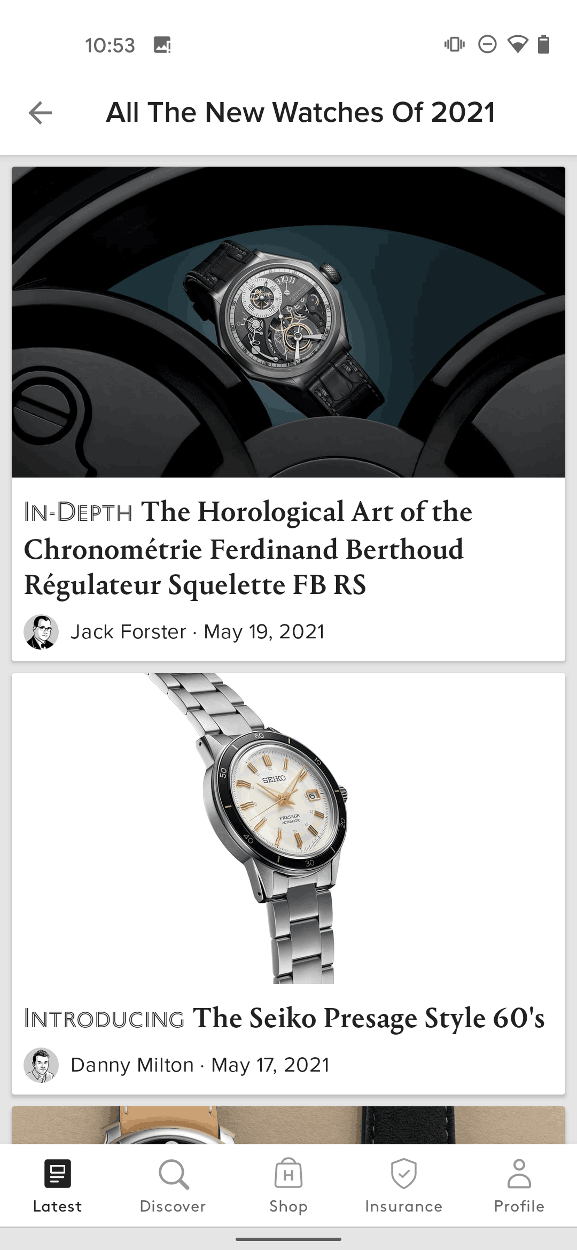 HODINKEE Android Lifestyle interface screenshot 24