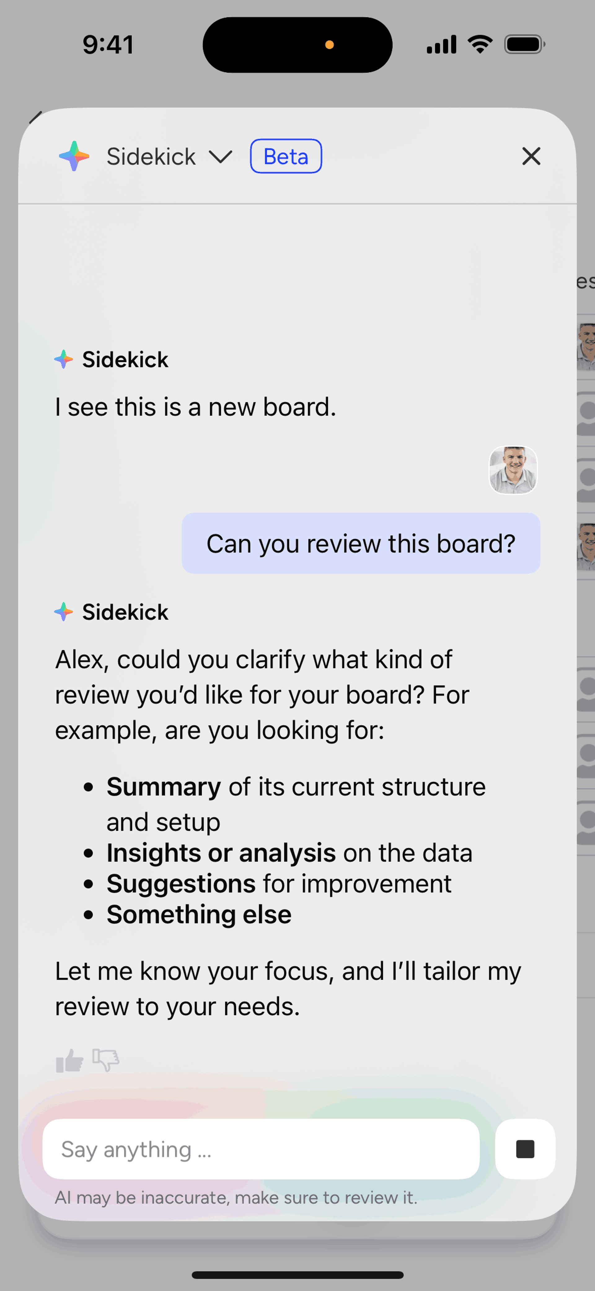 monday.com iOS Collaboration interface screenshot 23